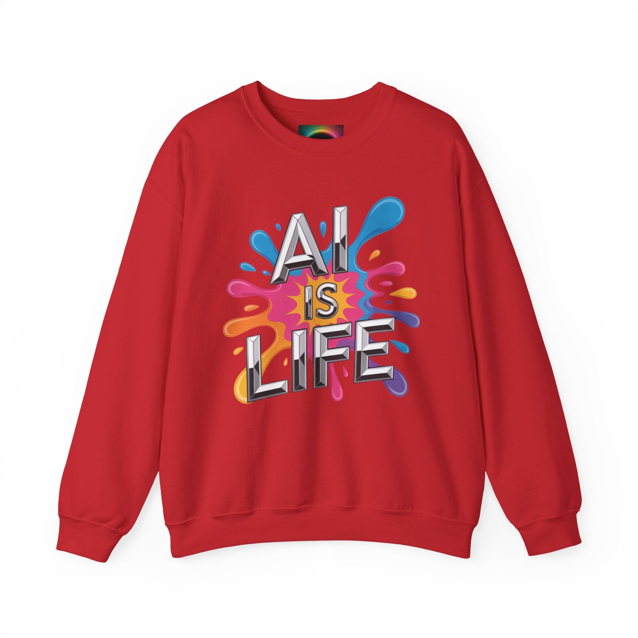 AI is Life "CHROME SPLATTER" Unisex Color Splash Graphic Crewneck Sweatshirt