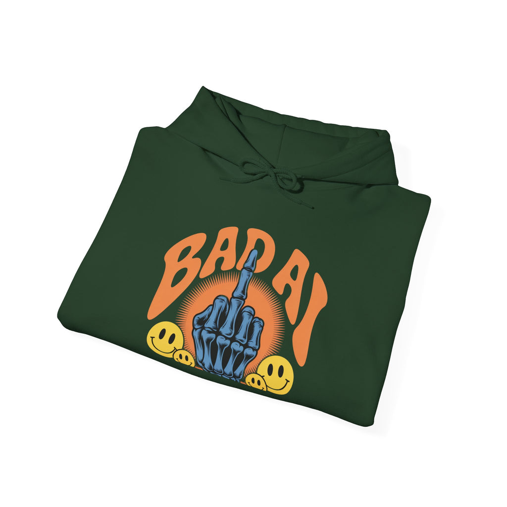 Bad Day Middle Finger Hoodie – Retro Skull Hand Graphic Sweatshirt