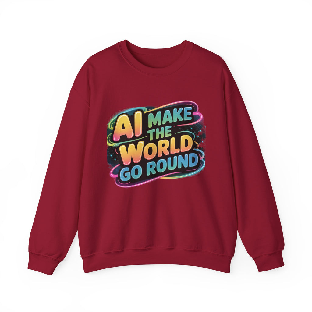 AI MAKE THE WORLD GO ROUND  "Techno Orbit"  Heavy Blend™ Crewneck Sweatshirt