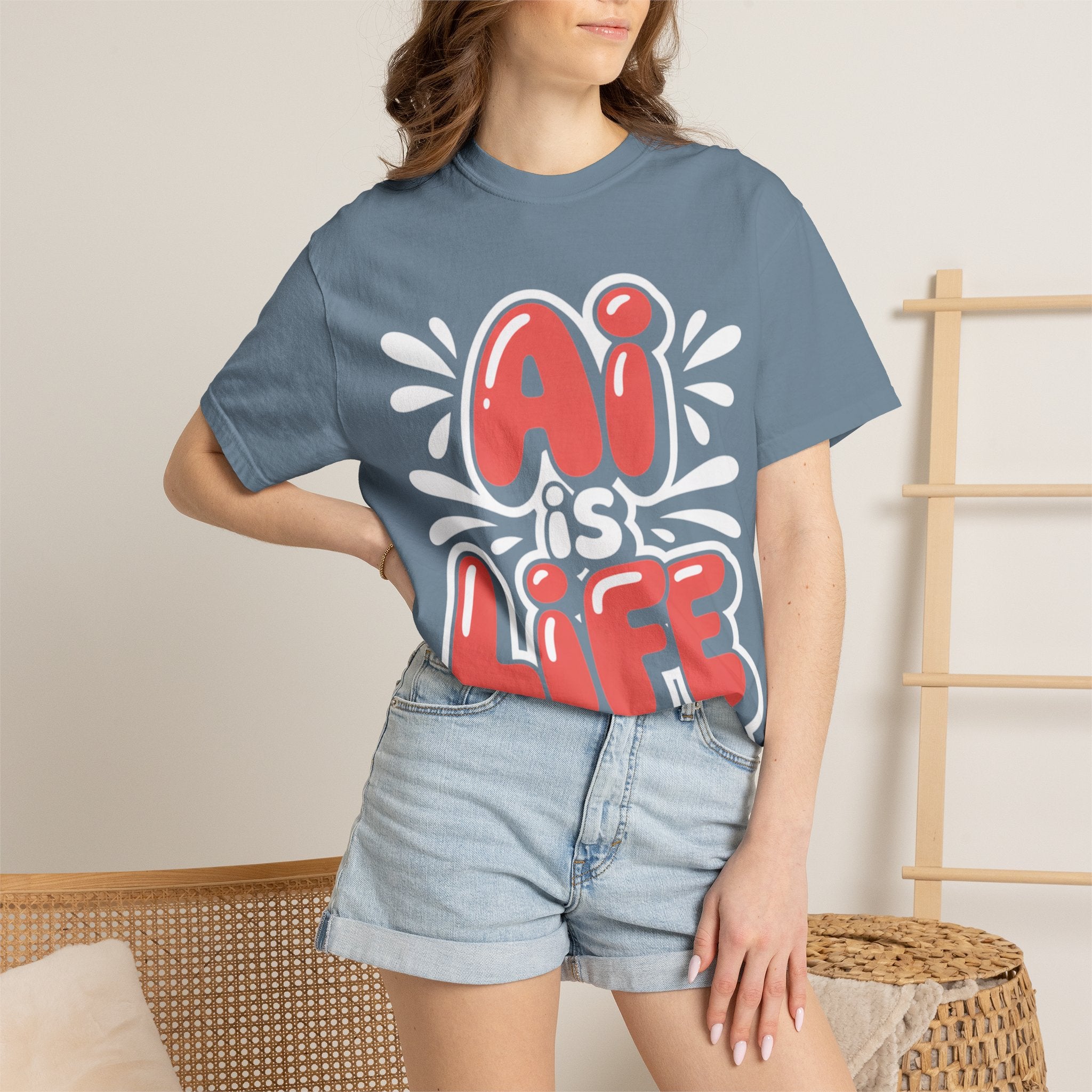 AI IS LIFE  " Neural Pop " Unisex Garment-Dyed T-shirt