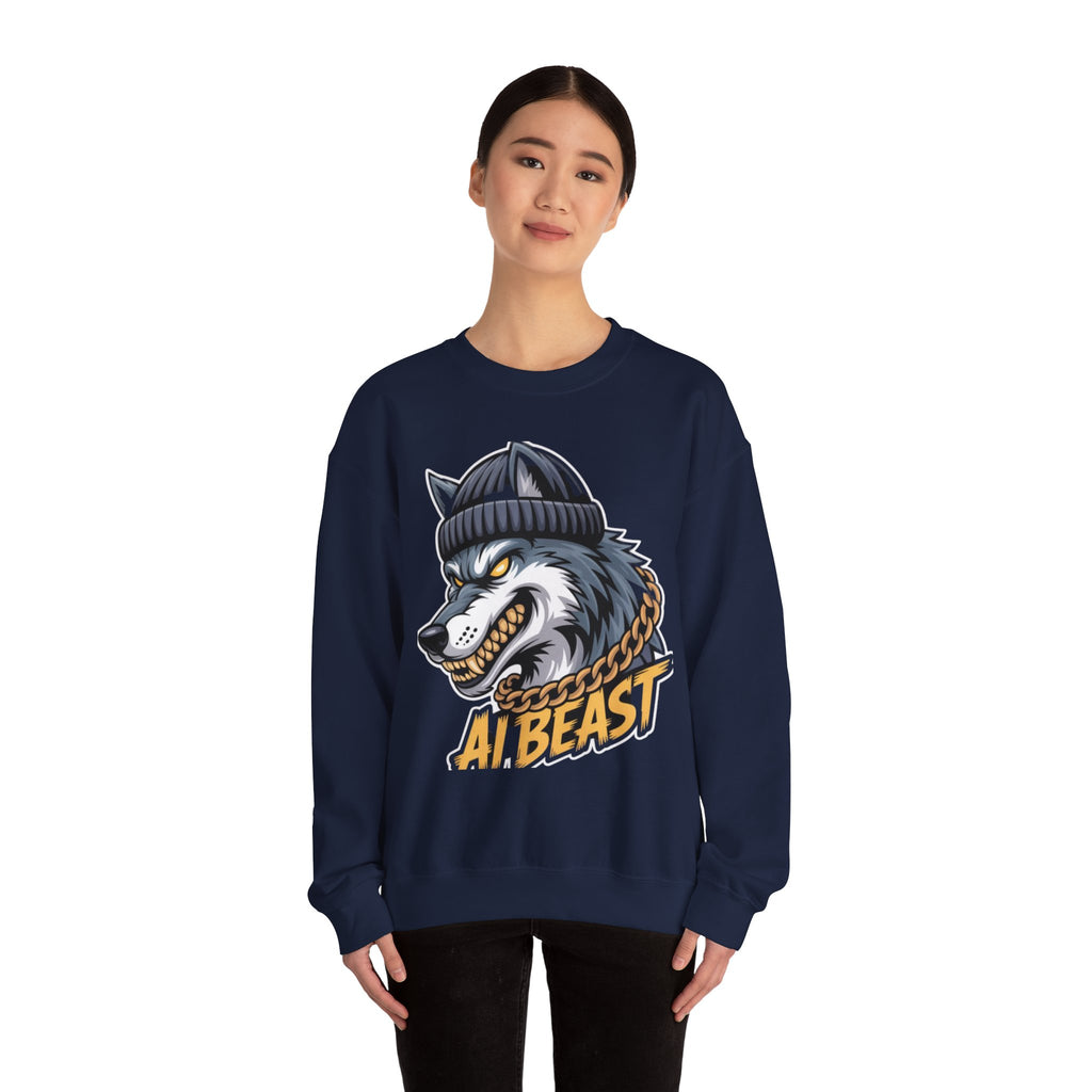 AI BEAST  "Wolf Byte Syndicate" Unisex Heavy Blend™ Crewneck Sweatshirt