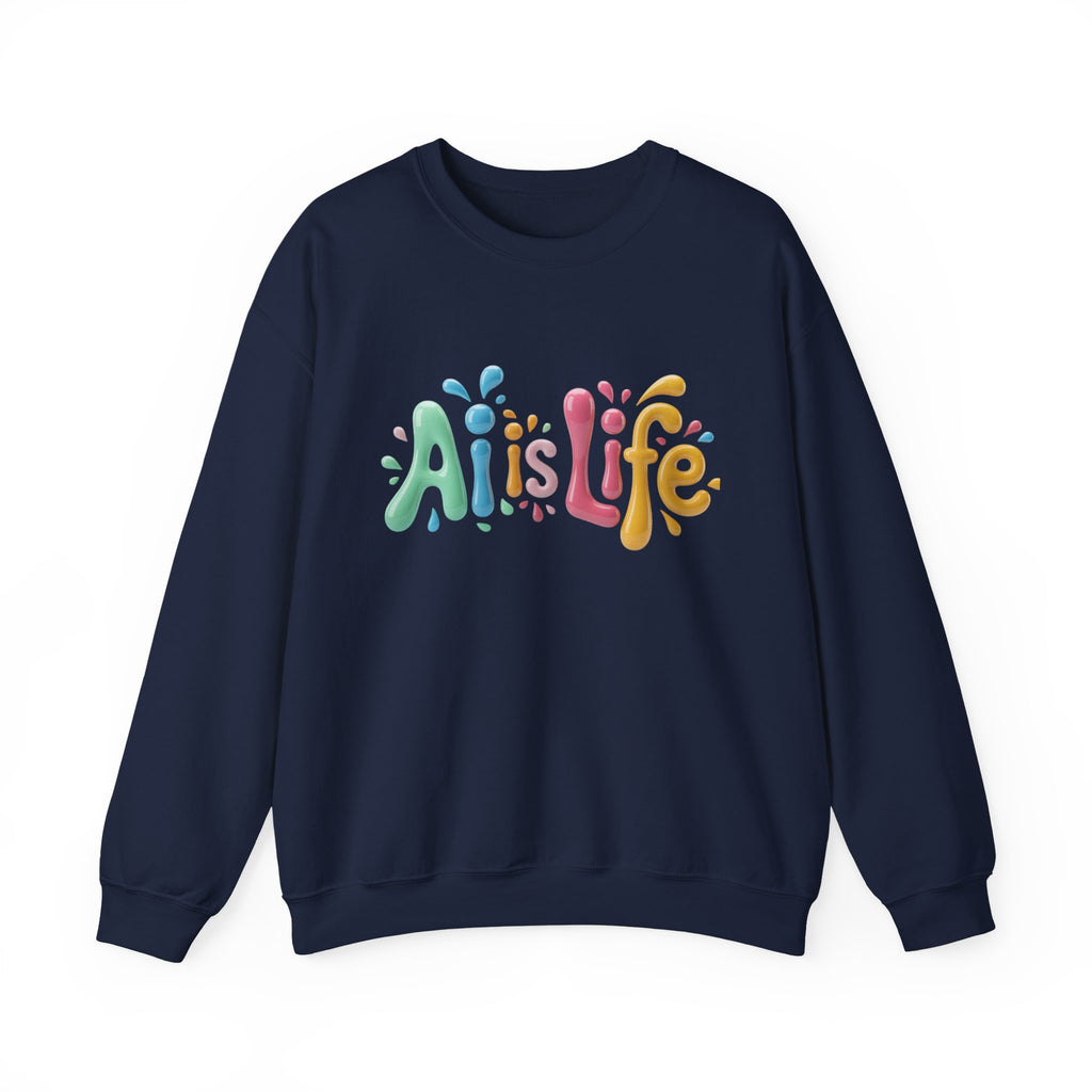 AI IS LIFE  “Colorful Circuit Pop”  Unisex Heavy Blend™ Crewneck Sweatshirt