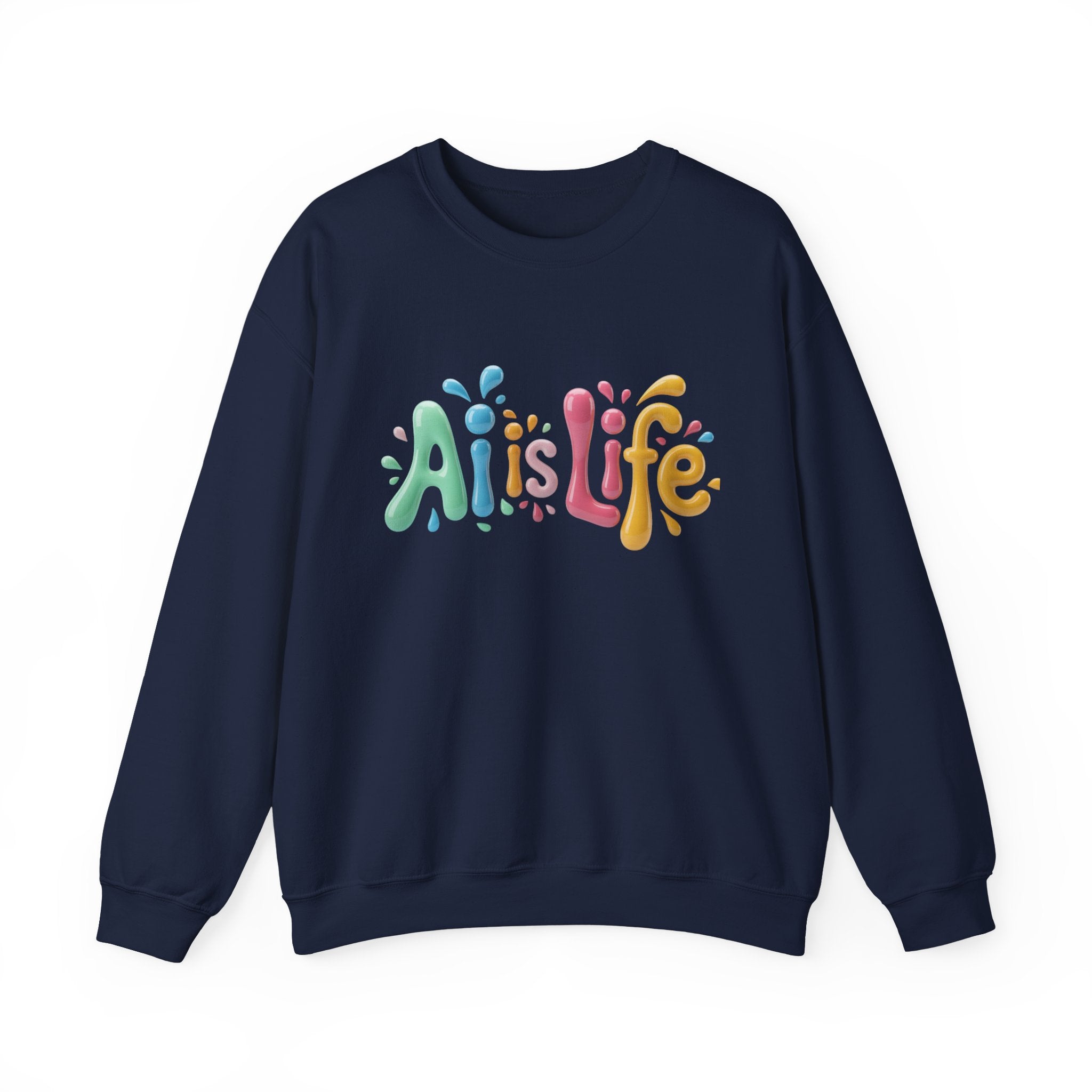 AI IS LIFE  “Colorful Circuit Pop”  Unisex Heavy Blend™ Crewneck Sweatshirt