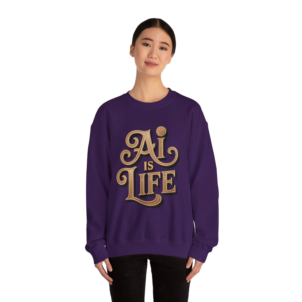 AI IS LIFE  "Golden Neuralwave"  Unisex Heavy Blend™ Crewneck Sweatshirt