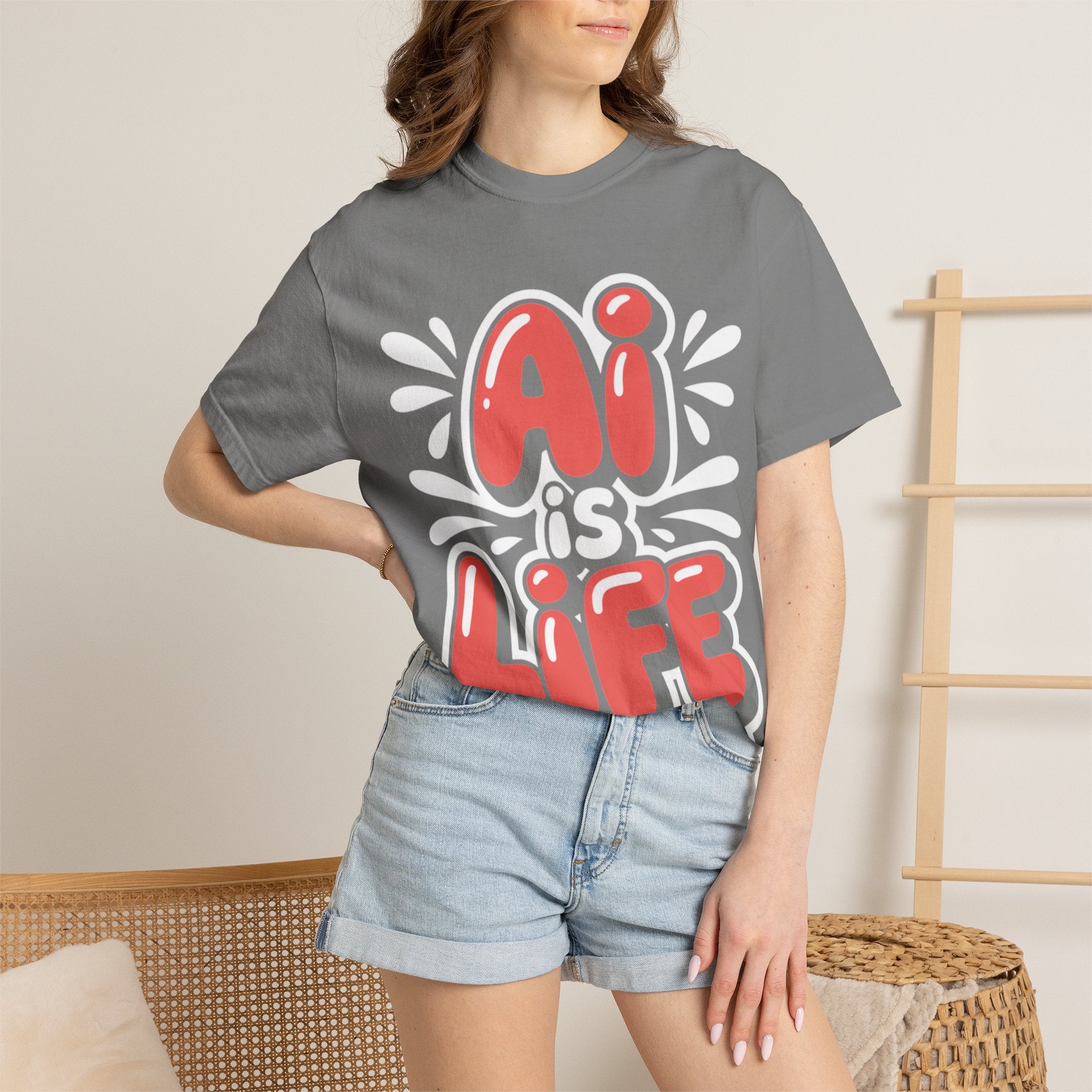 AI IS LIFE  " Neural Pop " Unisex Garment-Dyed T-shirt