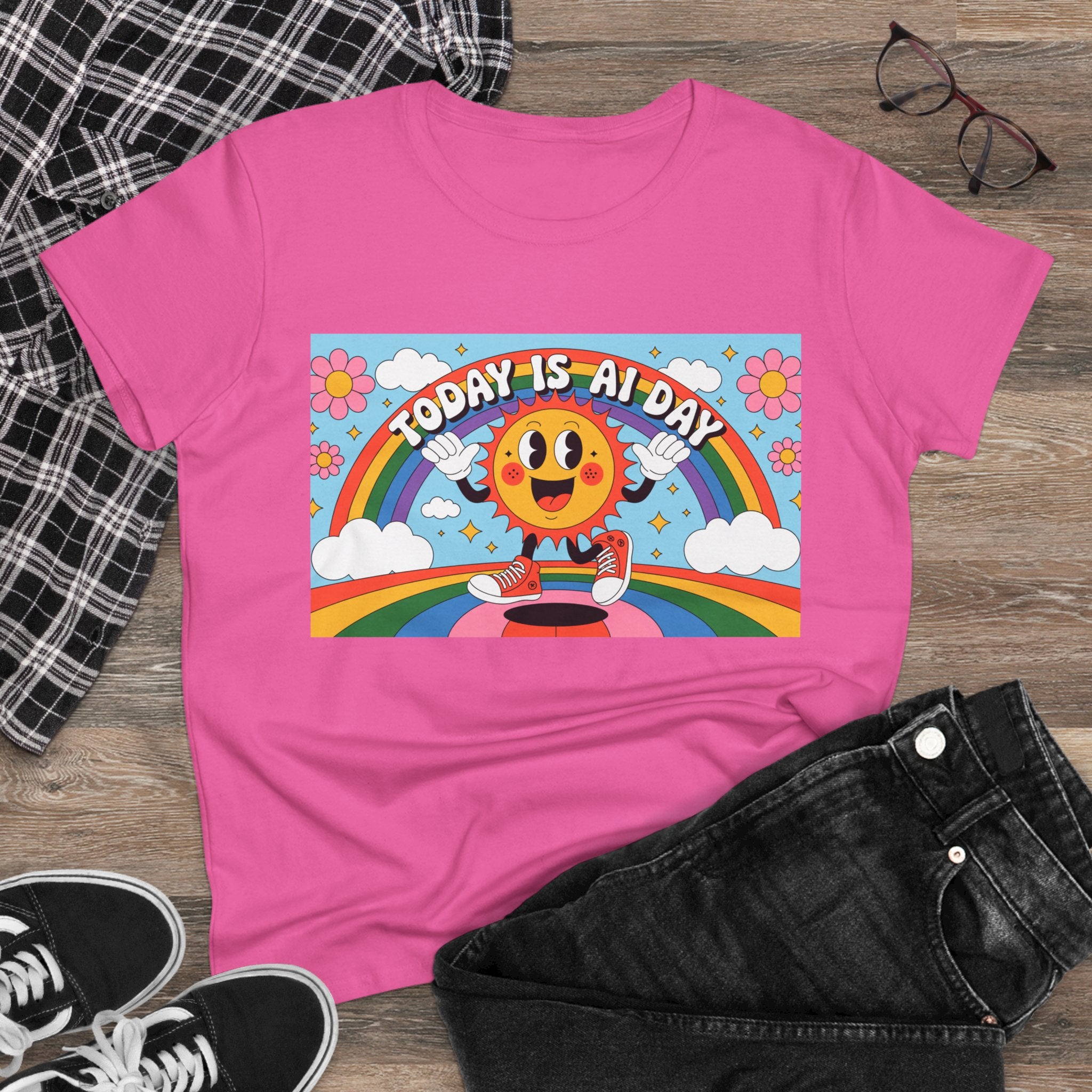 Today Is AI Day  "Sunshine Circuit" Women's Midweight Cotton Tee