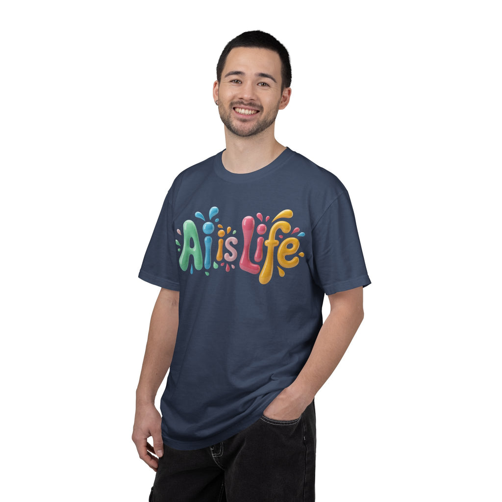 AI IS LIFE  “Colorful Circuit Pop”  Unisex Garment-Dyed T-shirt