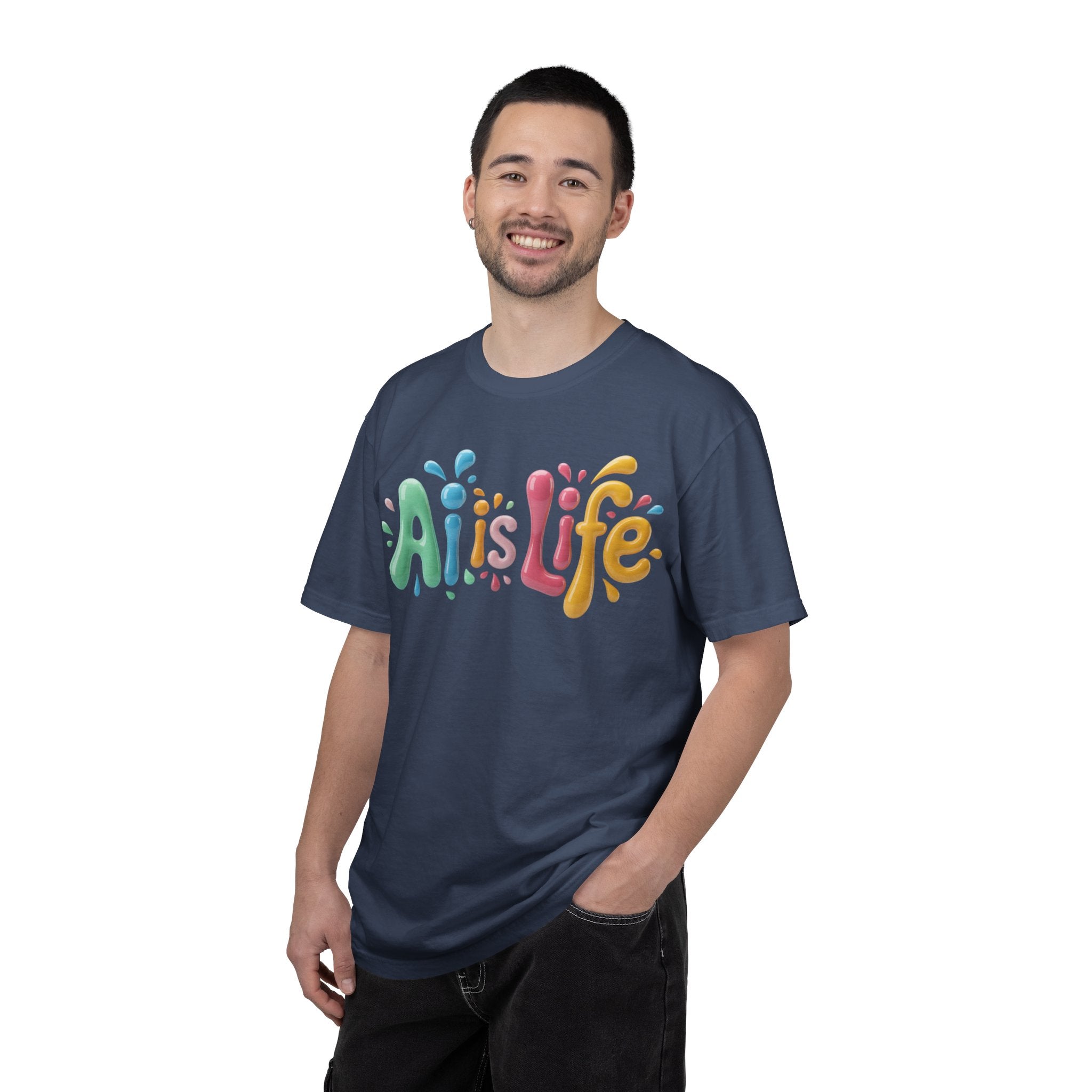 AI IS LIFE  “Colorful Circuit Pop”  Unisex Garment-Dyed T-shirt