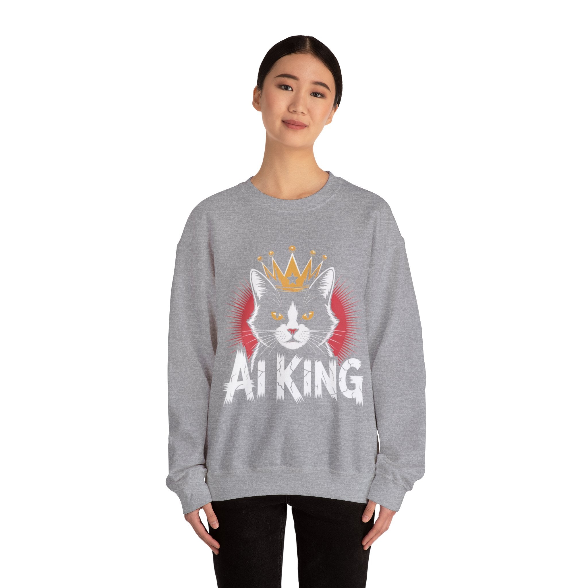 AI King  "Glitch Monarch" Unisex Heavy Blend™ Crewneck Sweatshirt