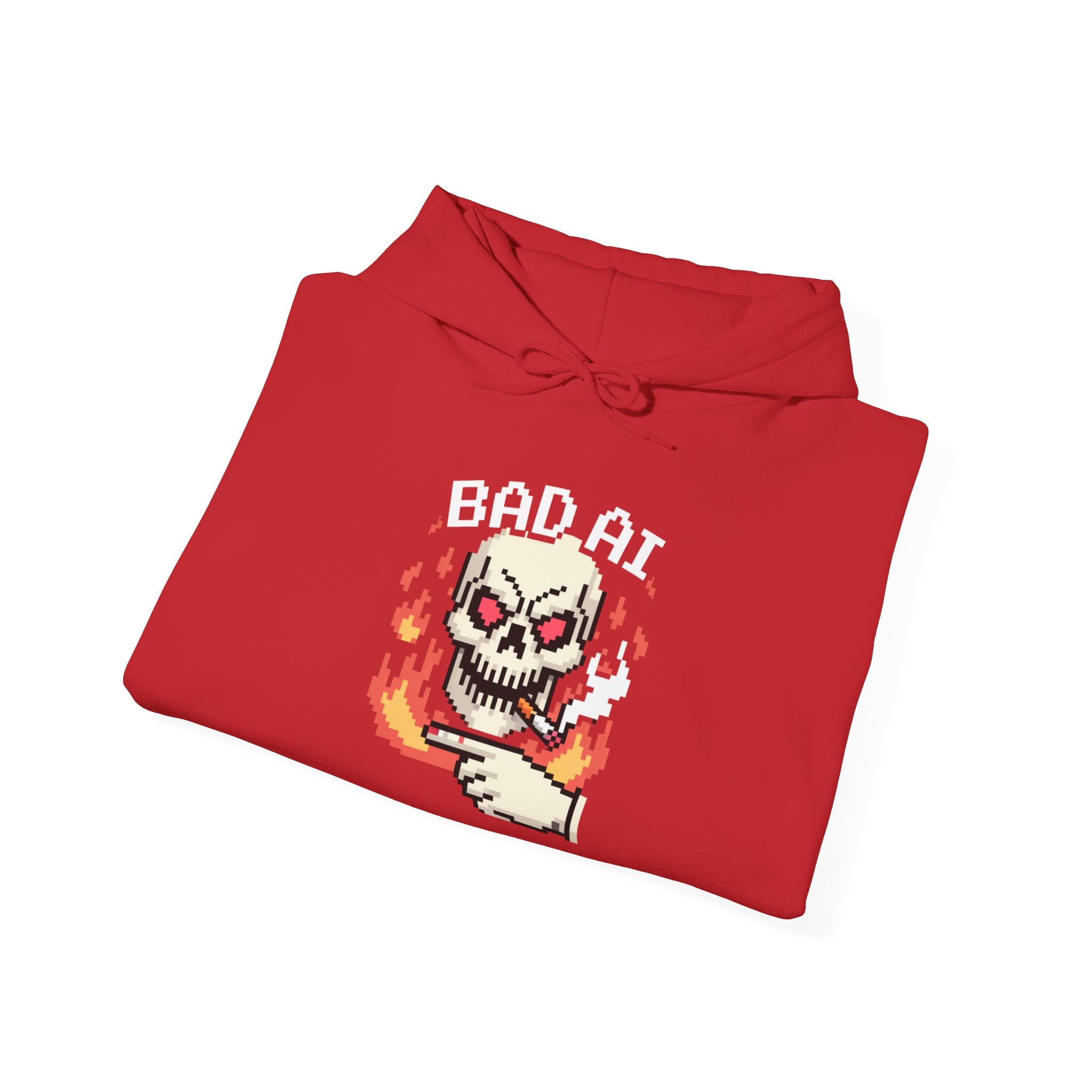 Bad AI Skull Hoodie — "CYBER BONE COMMAND"Hooded Sweatshirt