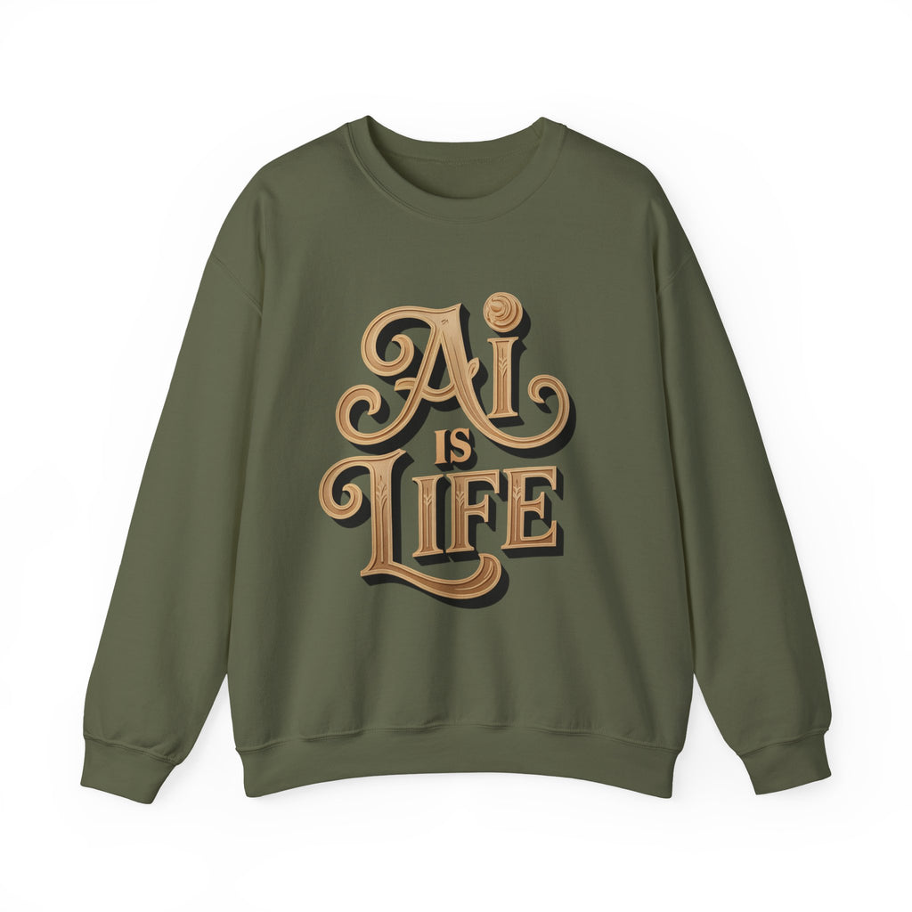 AI IS LIFE  "Golden Neuralwave"  Unisex Heavy Blend™ Crewneck Sweatshirt