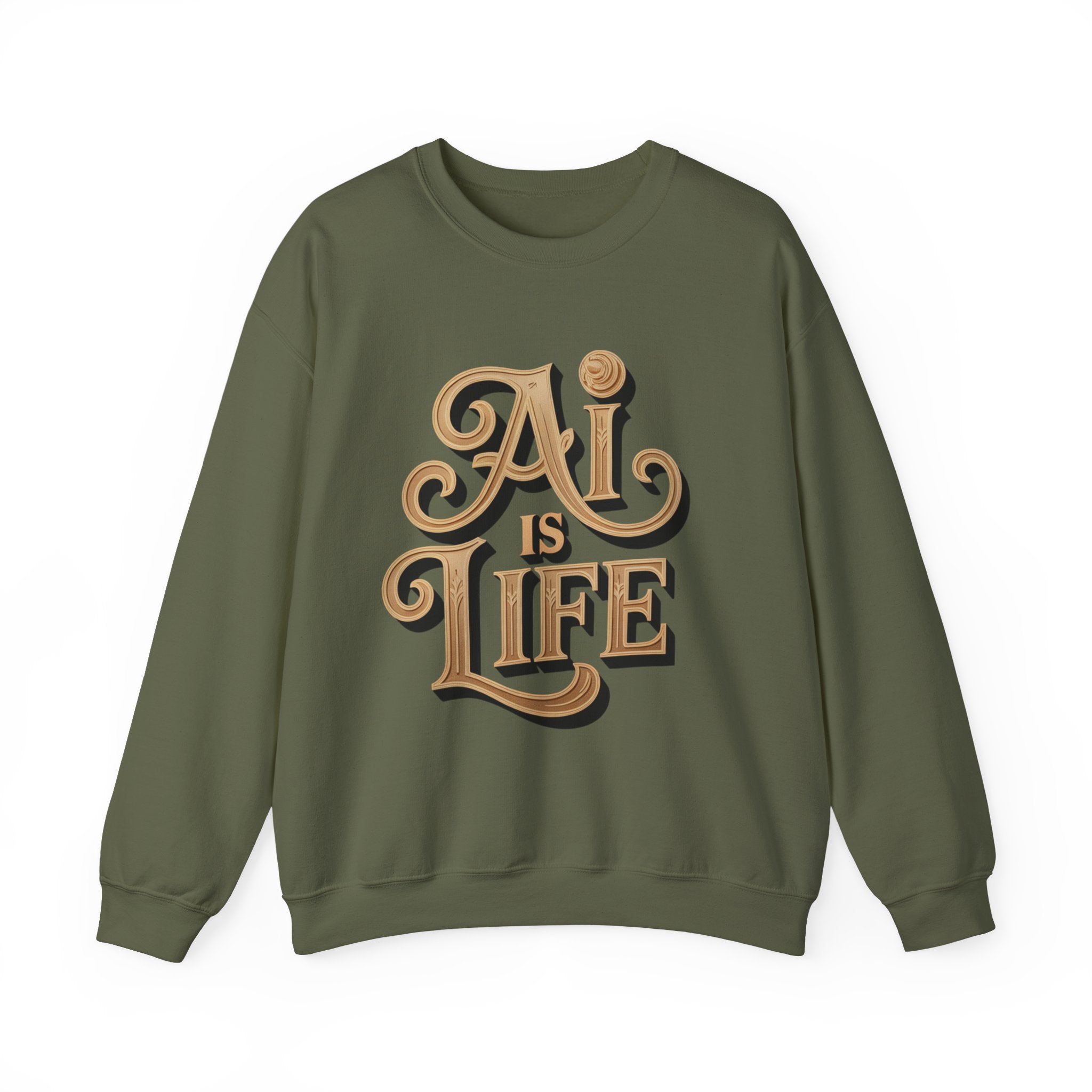 AI IS LIFE  "Golden Neuralwave"  Unisex Heavy Blend™ Crewneck Sweatshirt