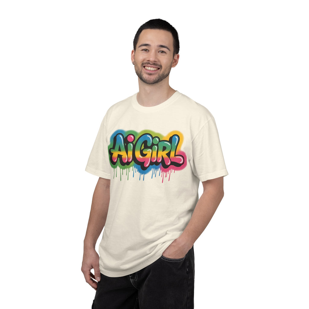 Ai Girl  "Graffiti Glow " Unisex Heavy Blend Garment-Dyed T-shirt