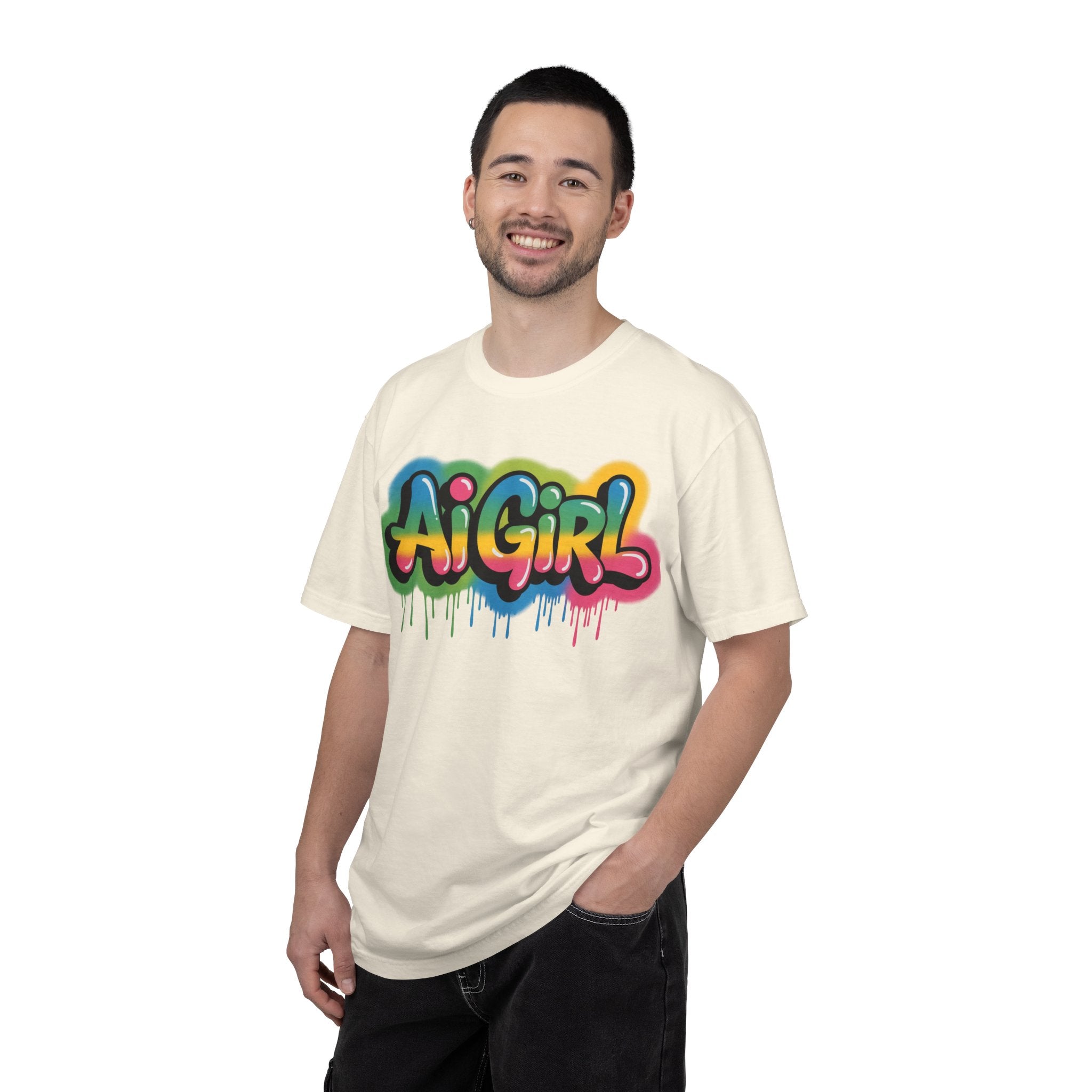 Ai Girl  "Graffiti Glow " Unisex Heavy Blend Garment-Dyed T-shirt