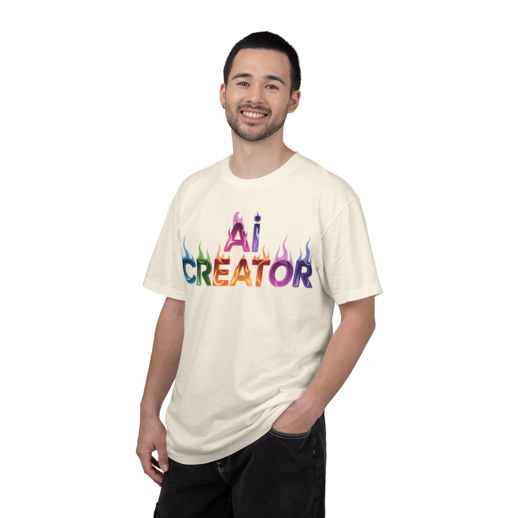 AI CREATOR  "Fire in the Code" Unisex Garment-Dyed T-shirt