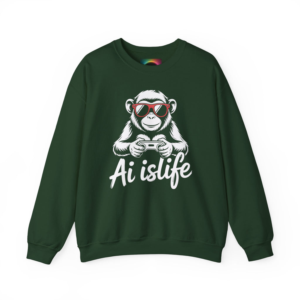 AI Is Life "GAMER CHIMP ELITE" Unisex Graphic Crewneck Sweatshirt