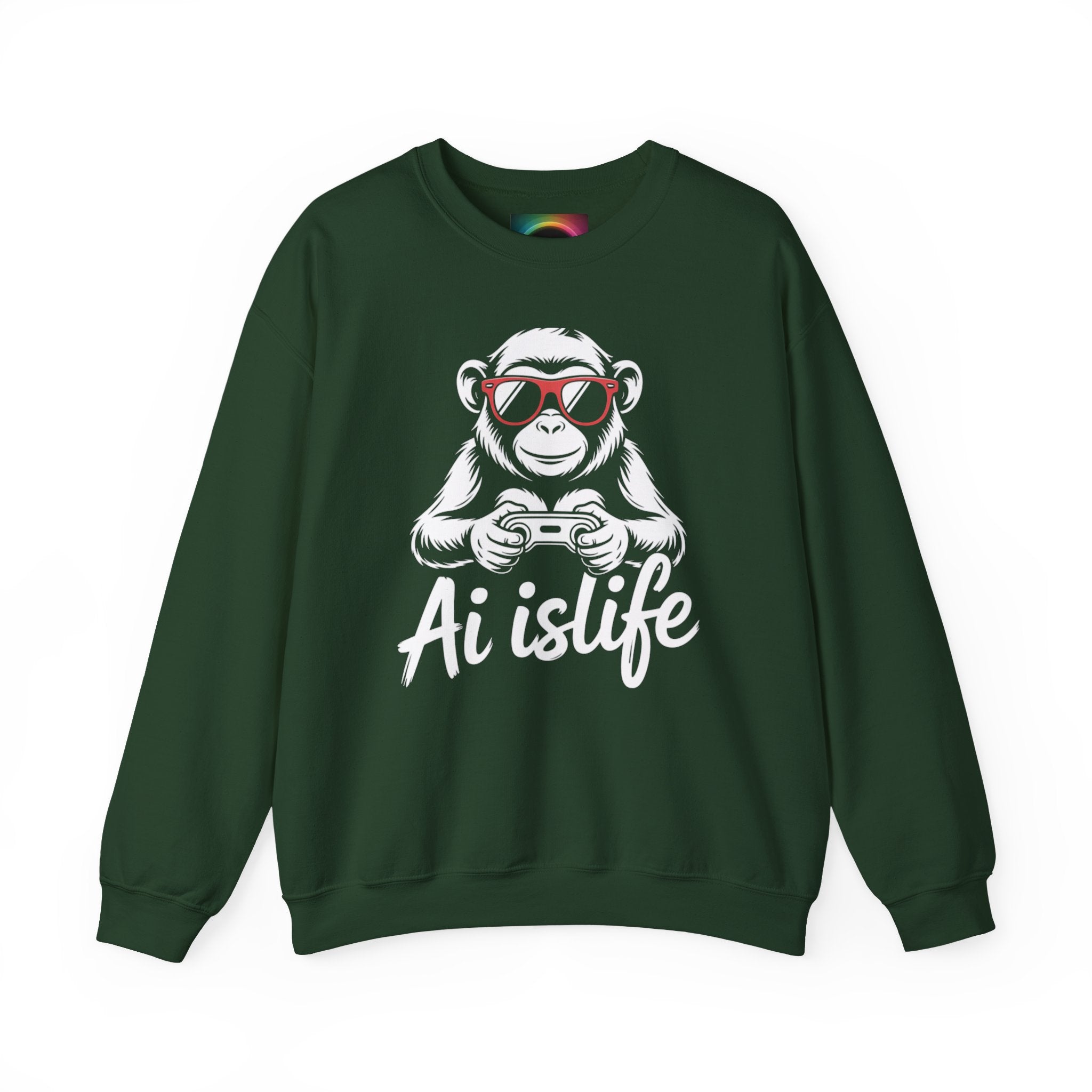 AI Is Life "GAMER CHIMP ELITE" Unisex Graphic Crewneck Sweatshirt