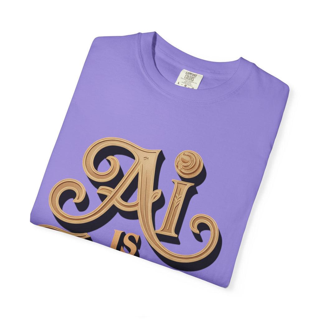 AI IS LIFE  " Golden Neuralwave "  Unisex Garment-Dyed T-shirt