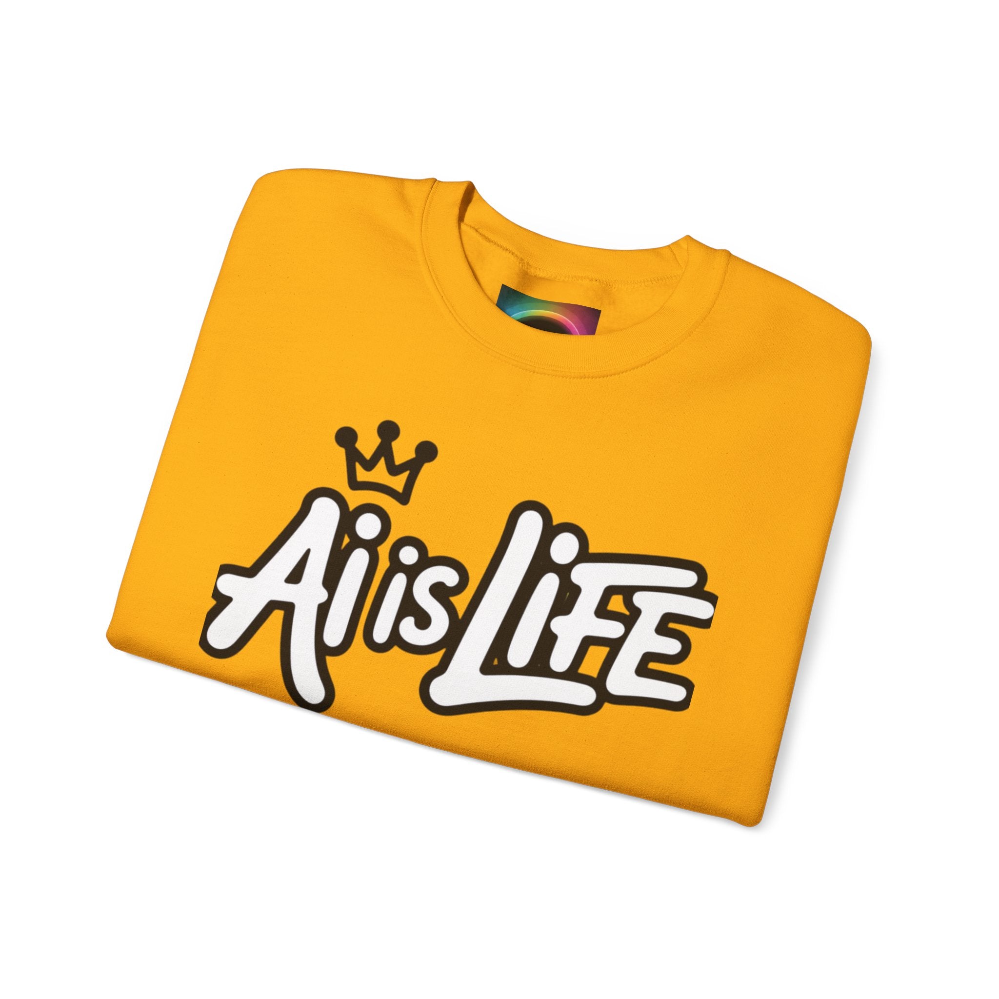 Ai is Life "CROWNED CURSIVE"— Streetwear Crewneck Sweatshirt
