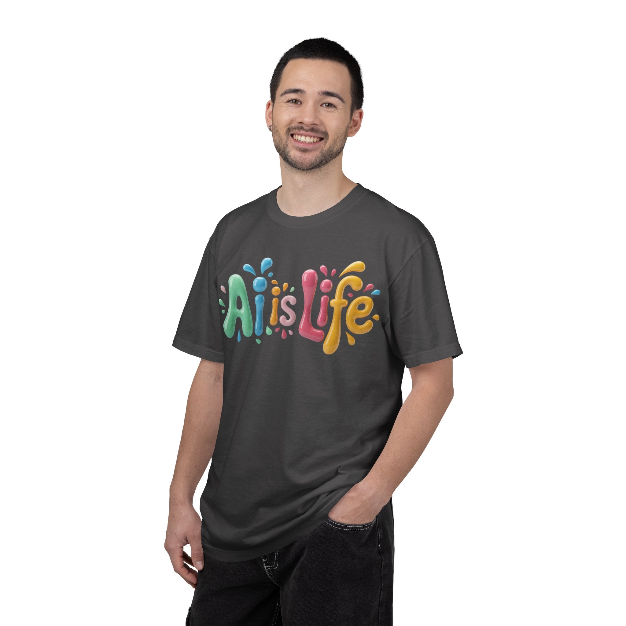 AI IS LIFE  “Colorful Circuit Pop”  Unisex Garment-Dyed T-shirt