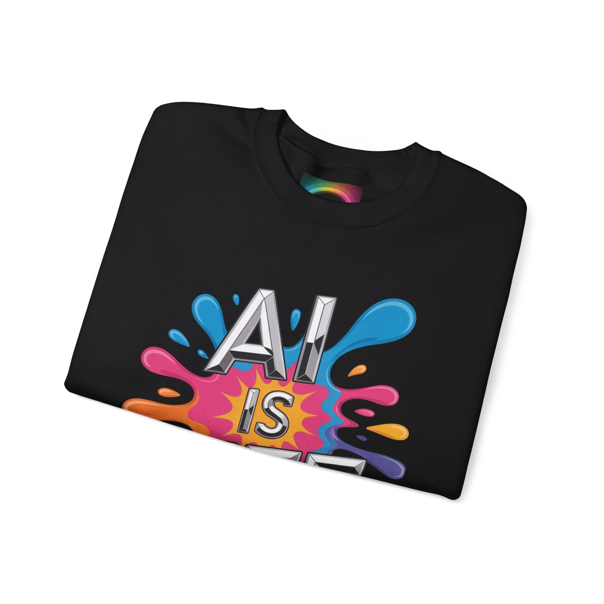 AI is Life "CHROME SPLATTER" Unisex Color Splash Graphic Crewneck Sweatshirt