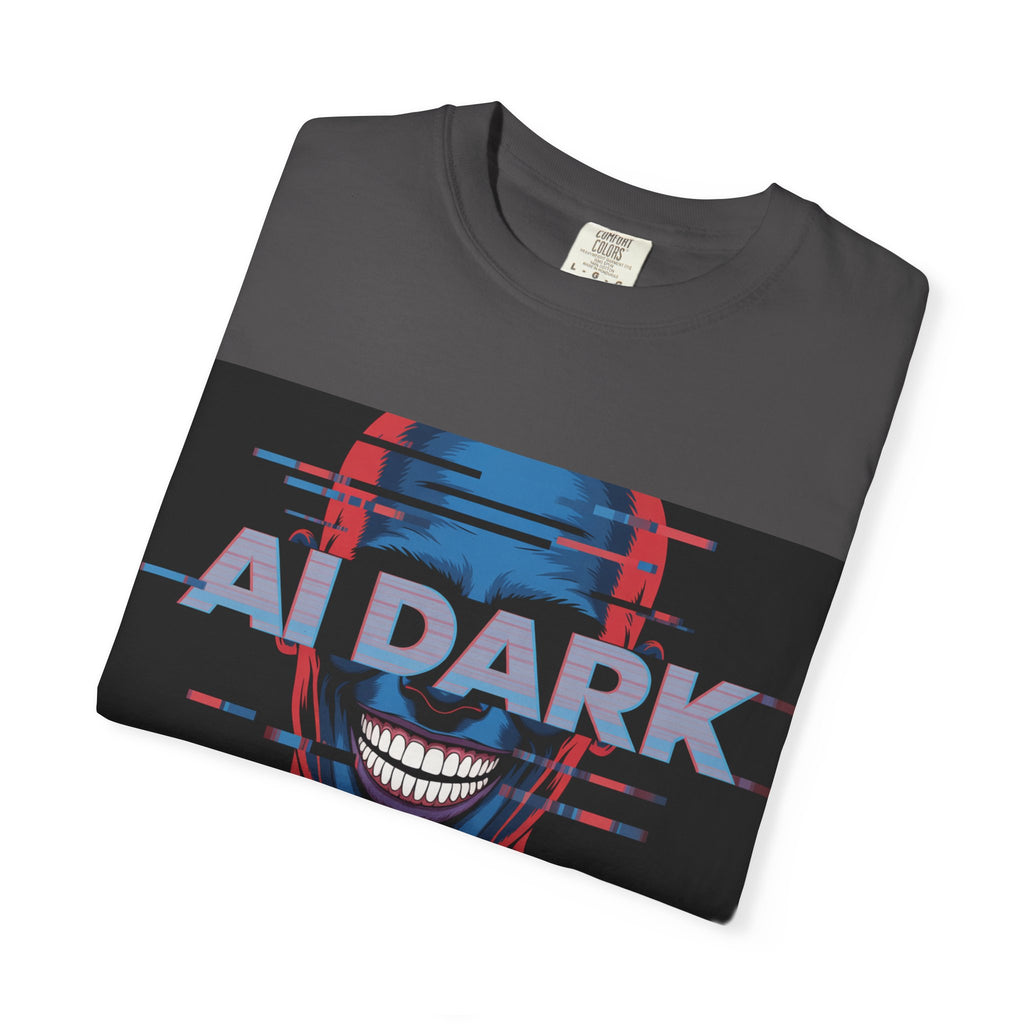 AI DARK " Deepcore Distortion — Cyberpunk Smiling Skull Tee