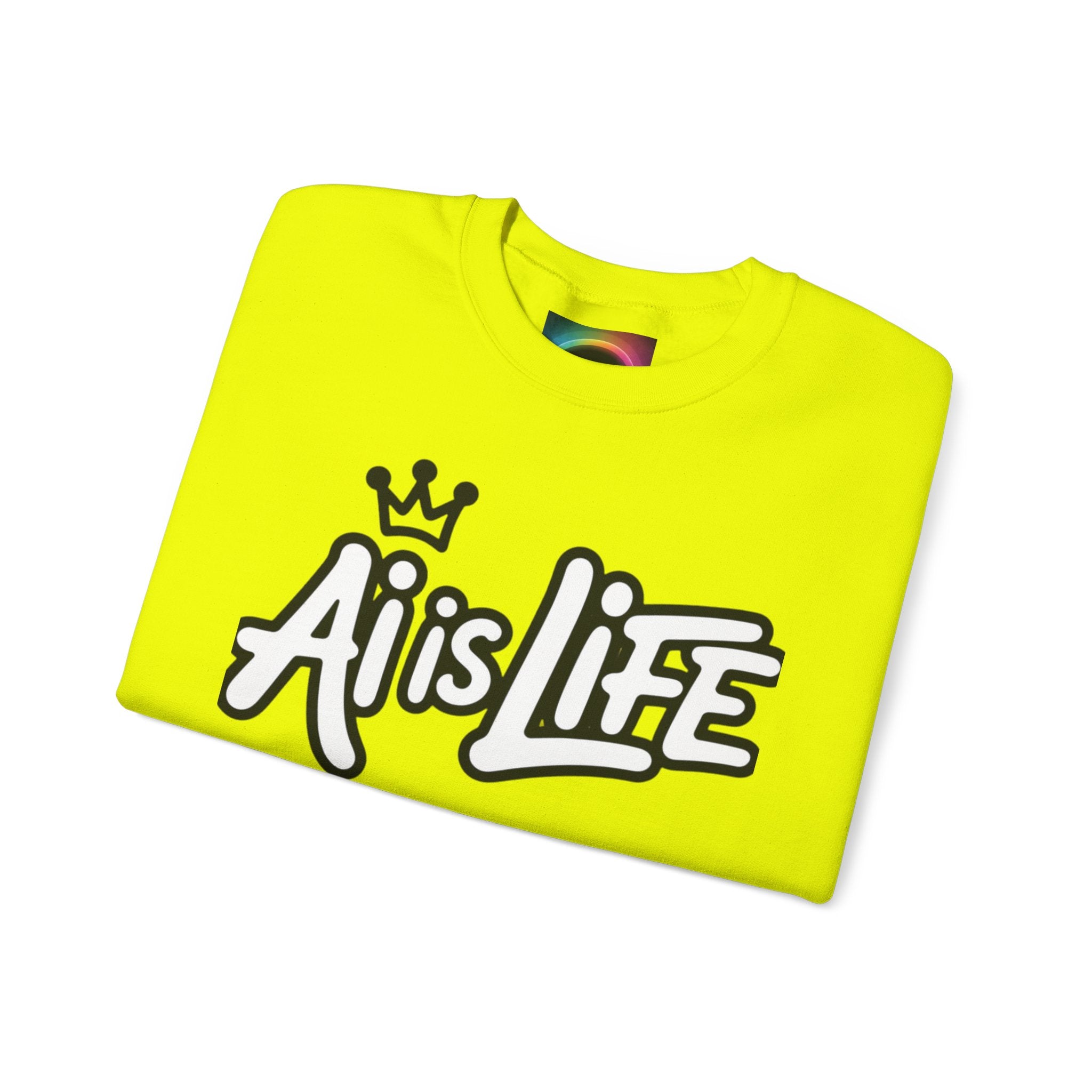 Ai is Life "CROWNED CURSIVE"— Streetwear Crewneck Sweatshirt