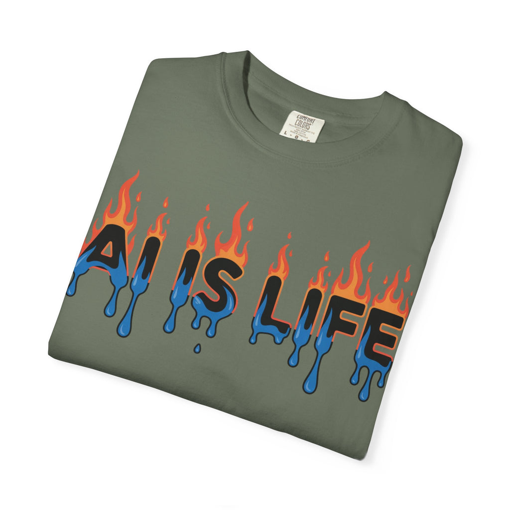 AI IS LIFE – “AI MELTDOWN” Unisex Garment-Dyed T-shirt