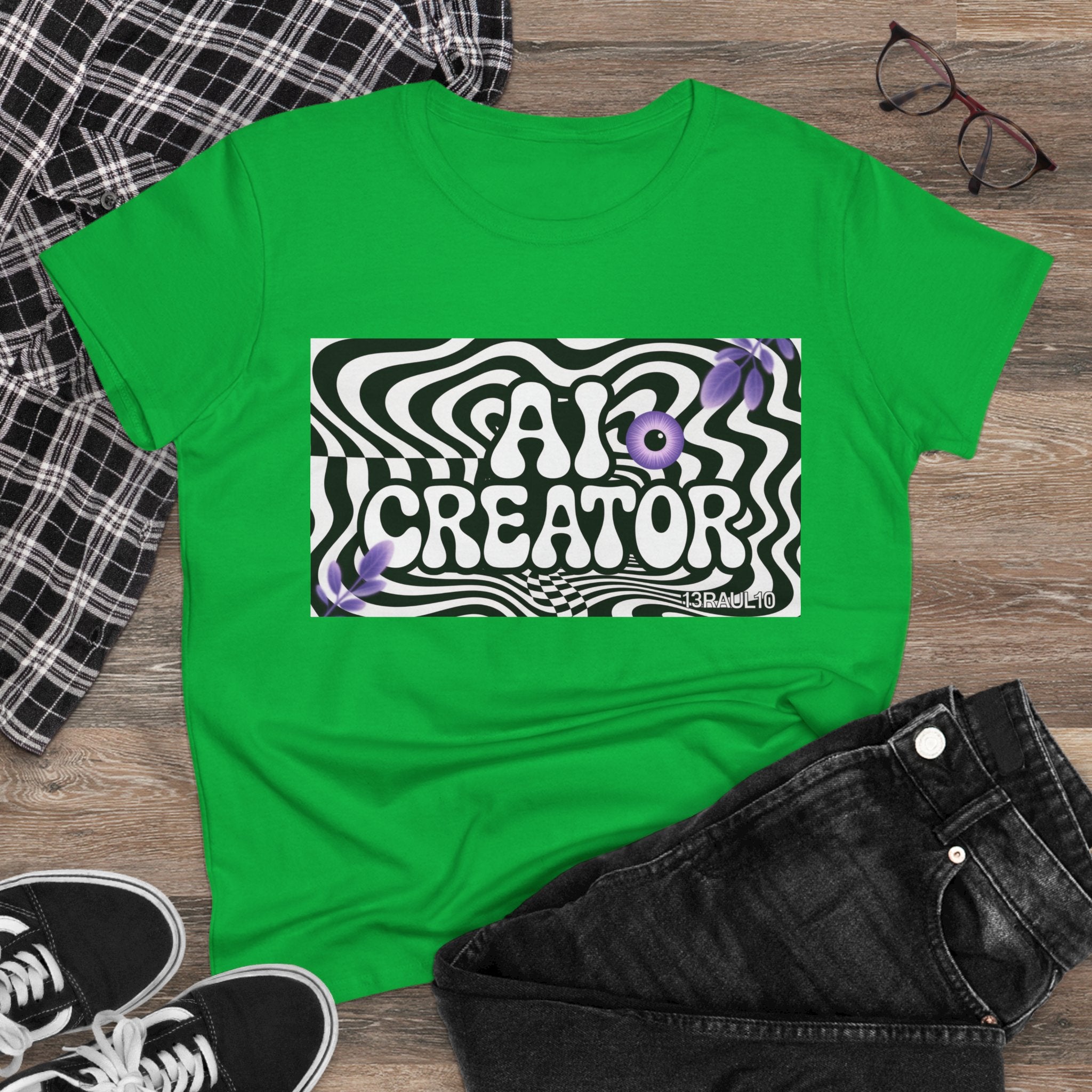 AI Creator  "Optic Loop" Women's Midweight Cotton Tee