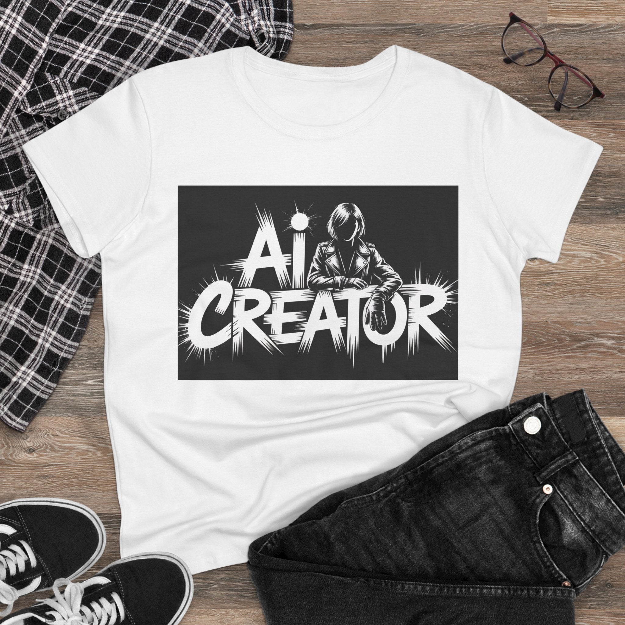 AI Creator  "Digital Rebel" Women's Midweight Cotton Tee