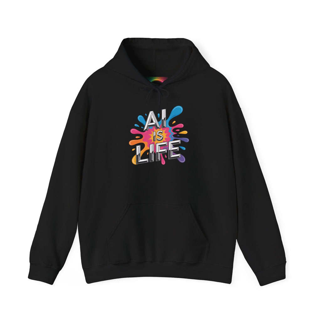 AI is Life "CHROME SPLATTER" Unisex Graphic Pullover Hoodie