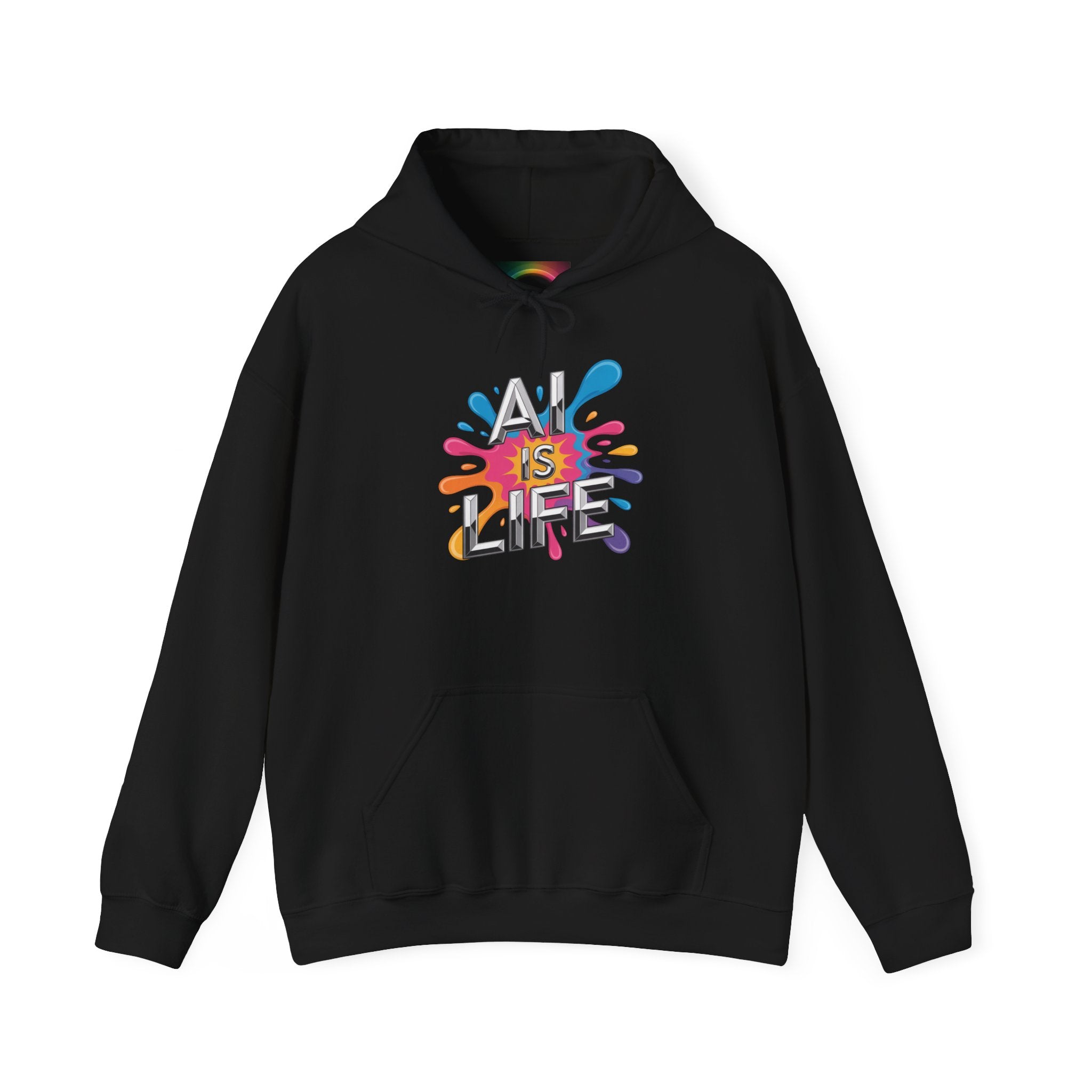 AI is Life "CHROME SPLATTER" Unisex Graphic Pullover Hoodie