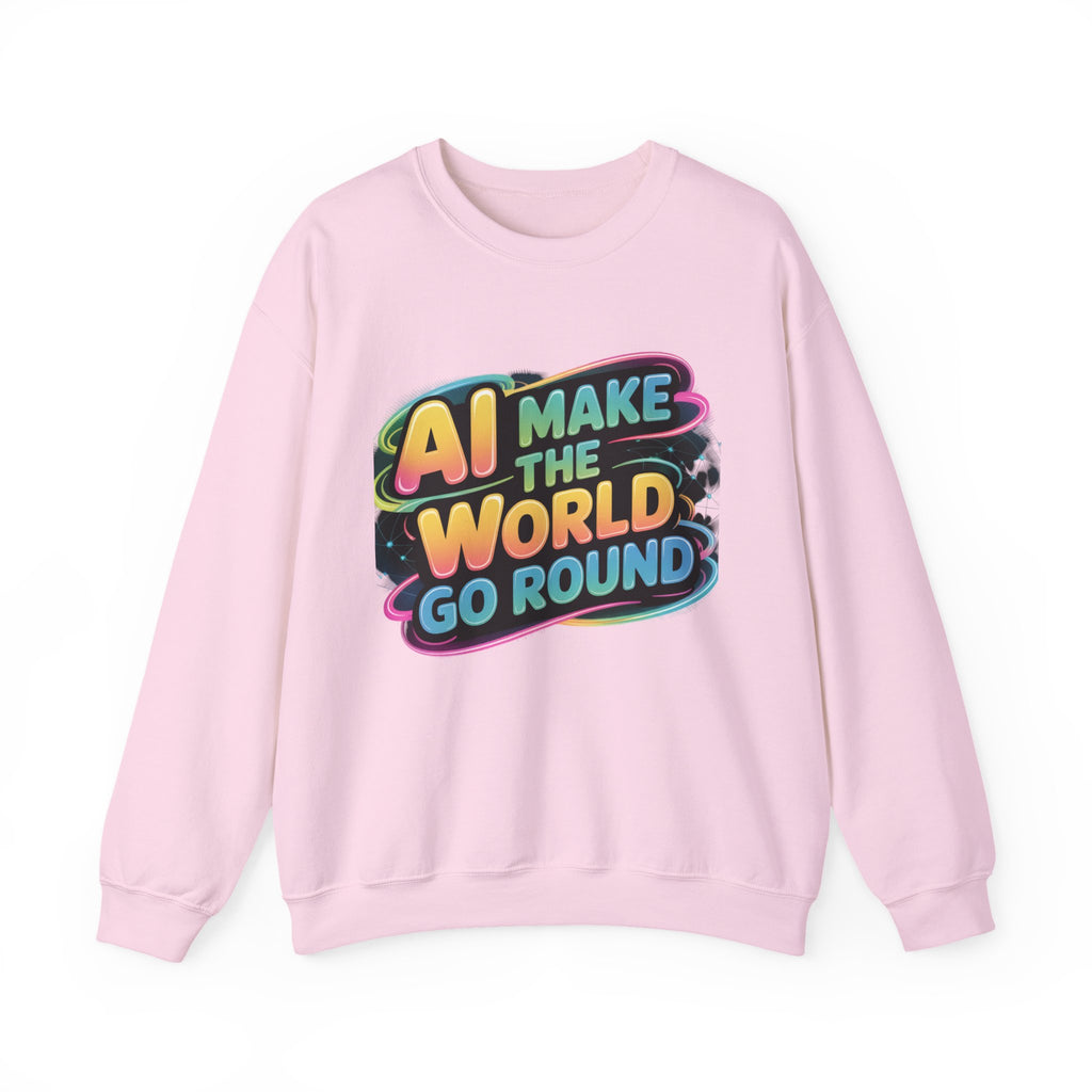 AI MAKE THE WORLD GO ROUND  "Techno Orbit"  Heavy Blend™ Crewneck Sweatshirt