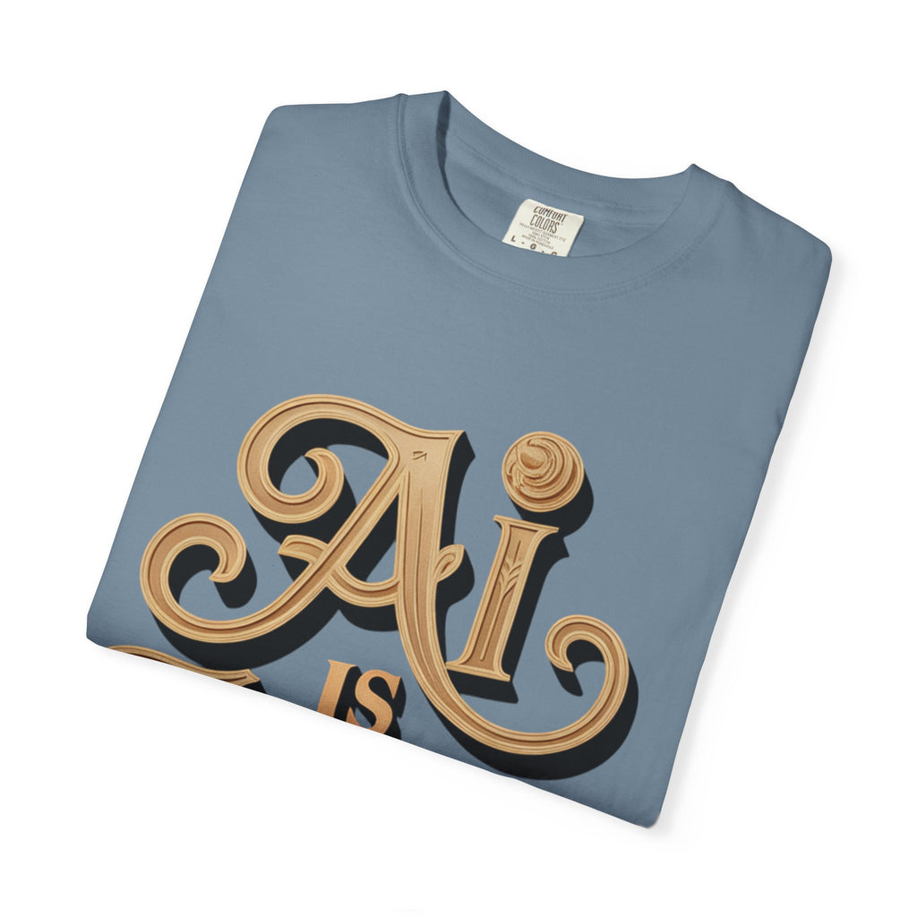 AI IS LIFE  " Golden Neuralwave "  Unisex Garment-Dyed T-shirt