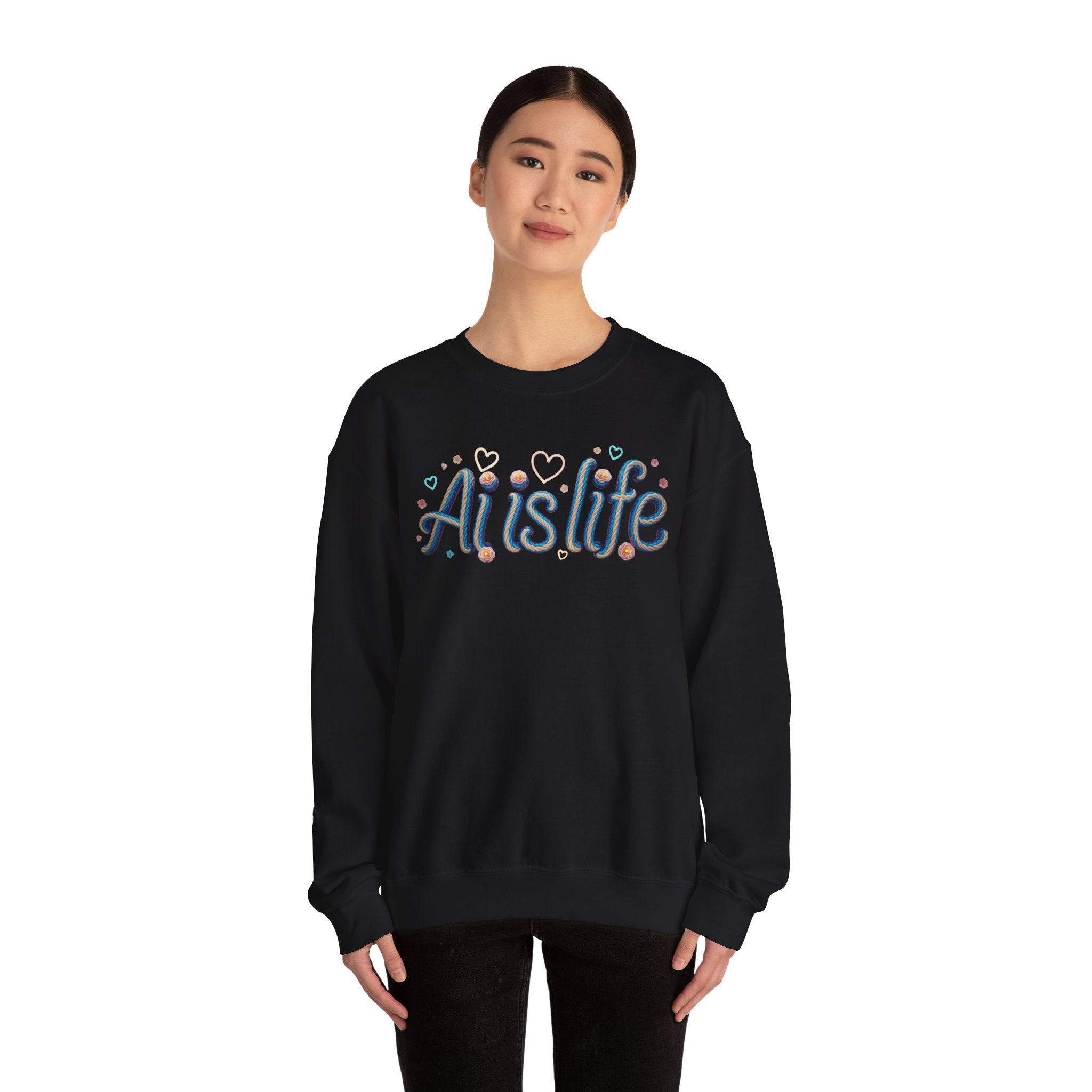 AI is LIFE " TWISTED BEAUTY " Retro Script Graphic Pullover for Artists Sweatshirt