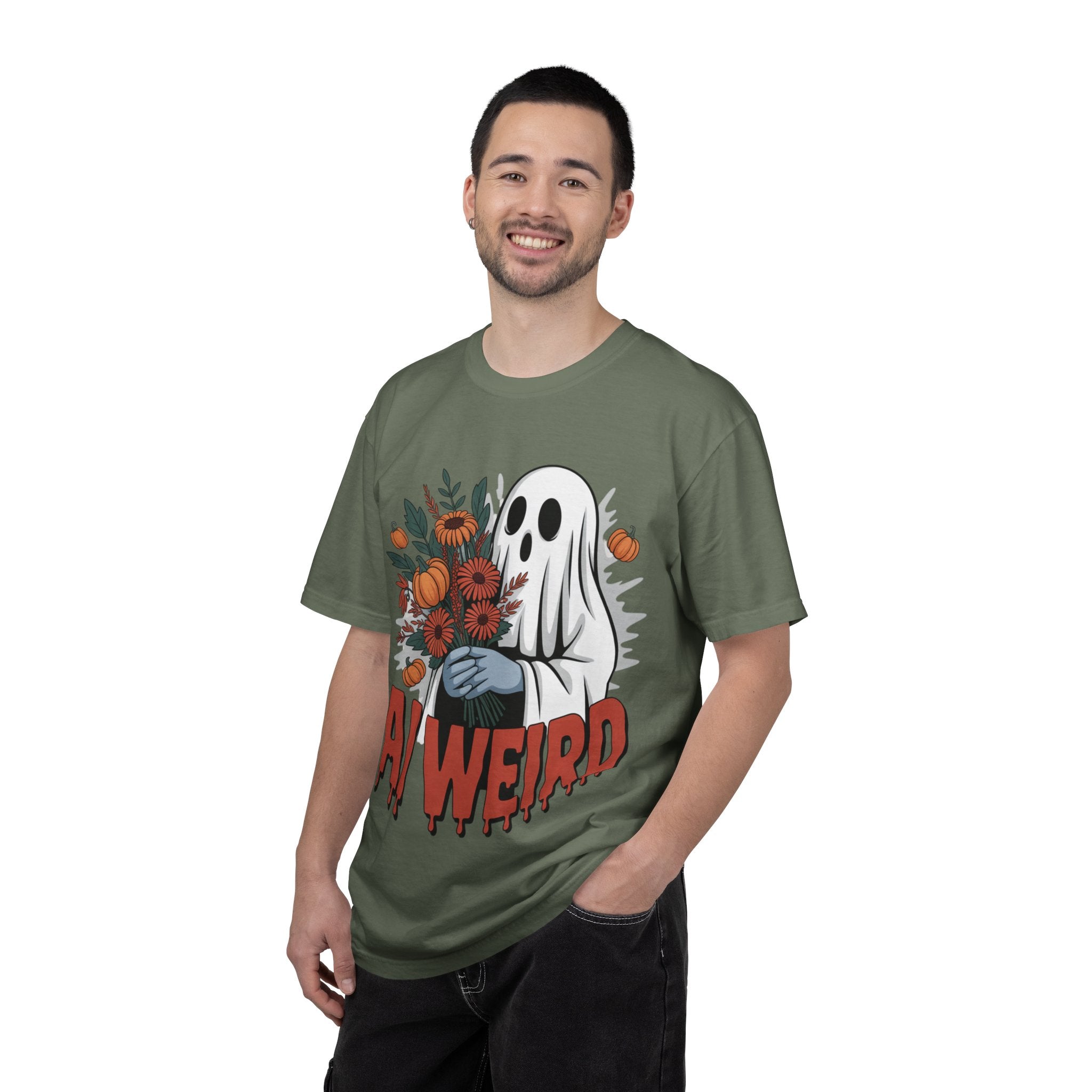 AI WEIRD "Glitch Garden Ghost" Unisex Garment-Dyed T-shirt