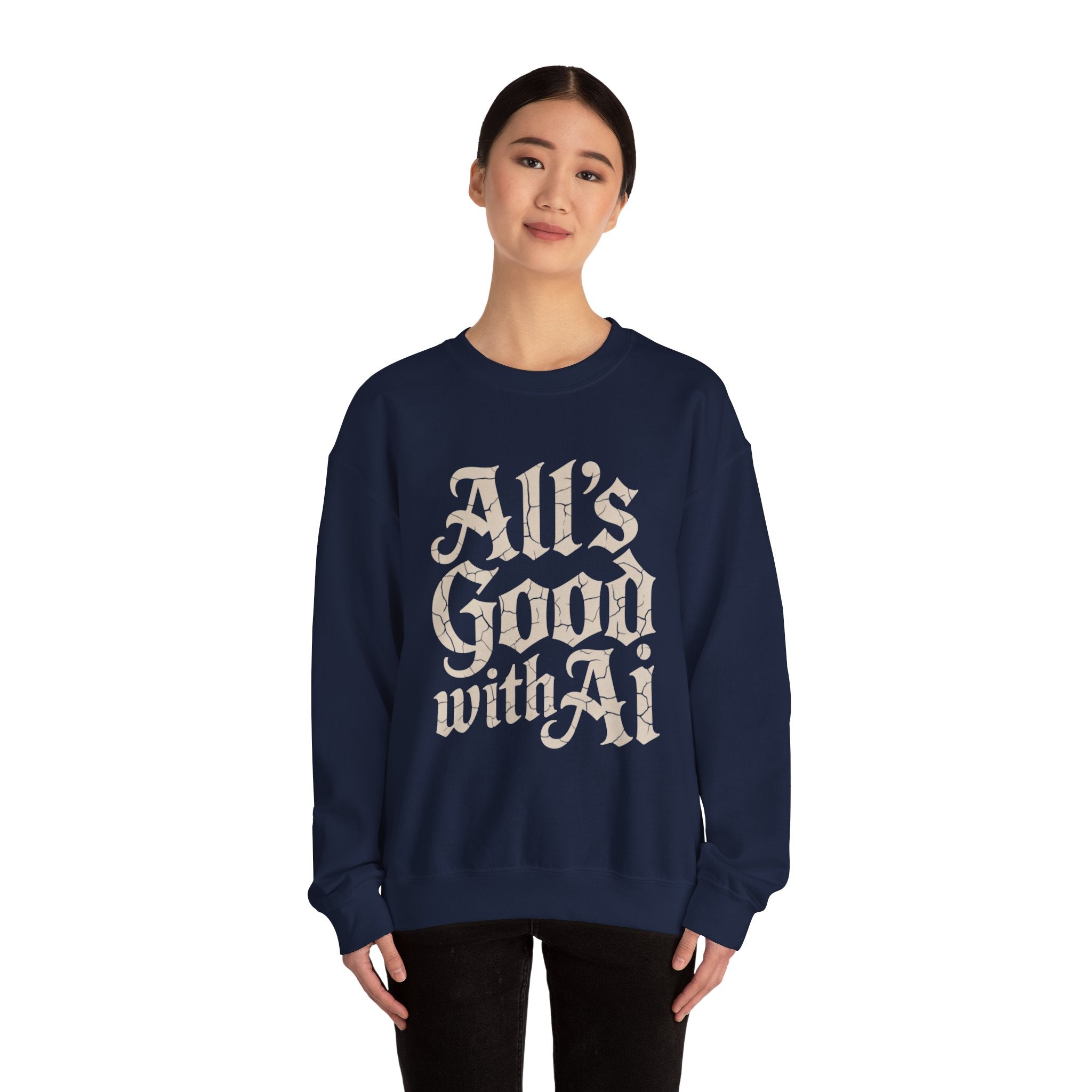 ALL’S GOOD WITH AI “Cracked Code Classic” Unisex Heavy Blend Crewneck Sweatshirt