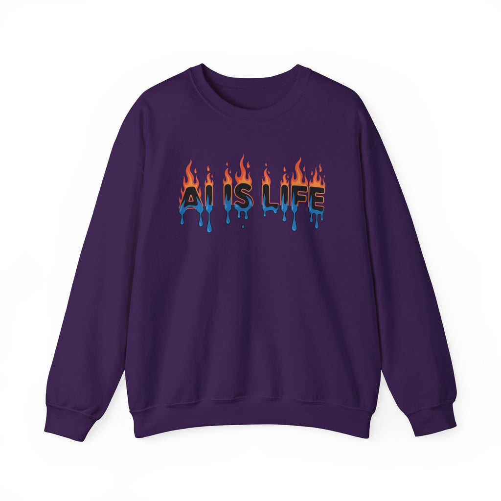 AI IS LIFE – “AI MELTDOWN” Unisex Heavy Blend™ Crewneck Sweatshirt