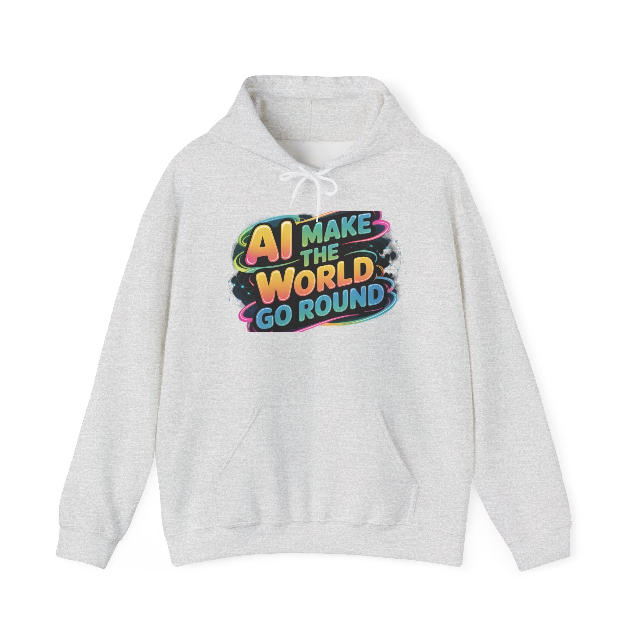 AI MAKE THE WORLD GO ROUND  "Techno Orbit" Unisex Heavy Blend™ Hooded Sweatshirt