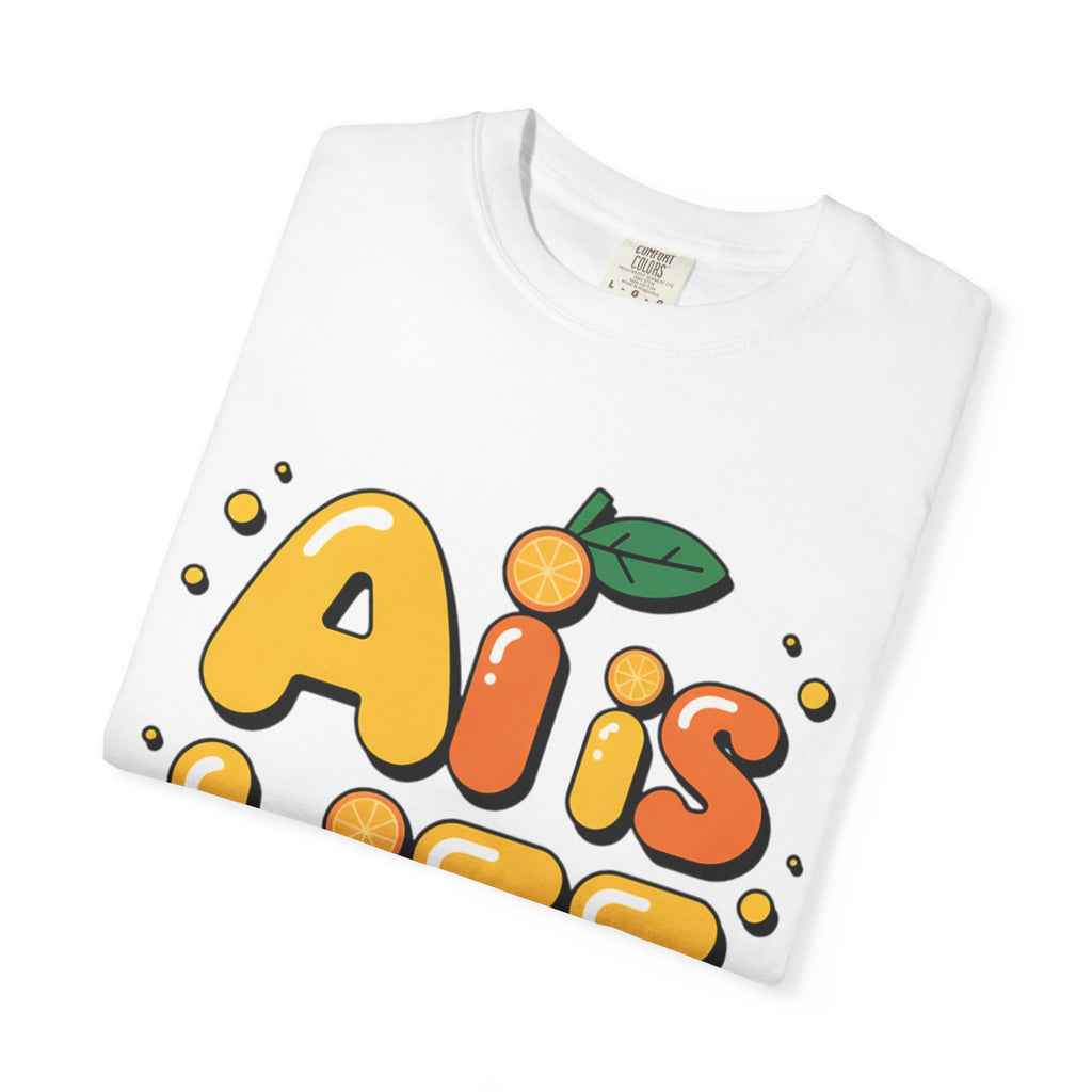 2. AI is LIFE  "Orange Overclock" Unisex Garment-Dyed T-shirt