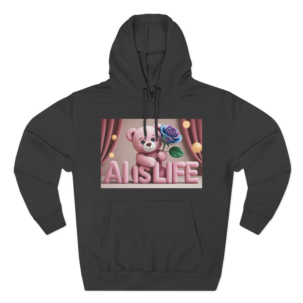 AI IS LIFE  "CUTE CIRCUIT" Three-Panel Fleece Hoodie