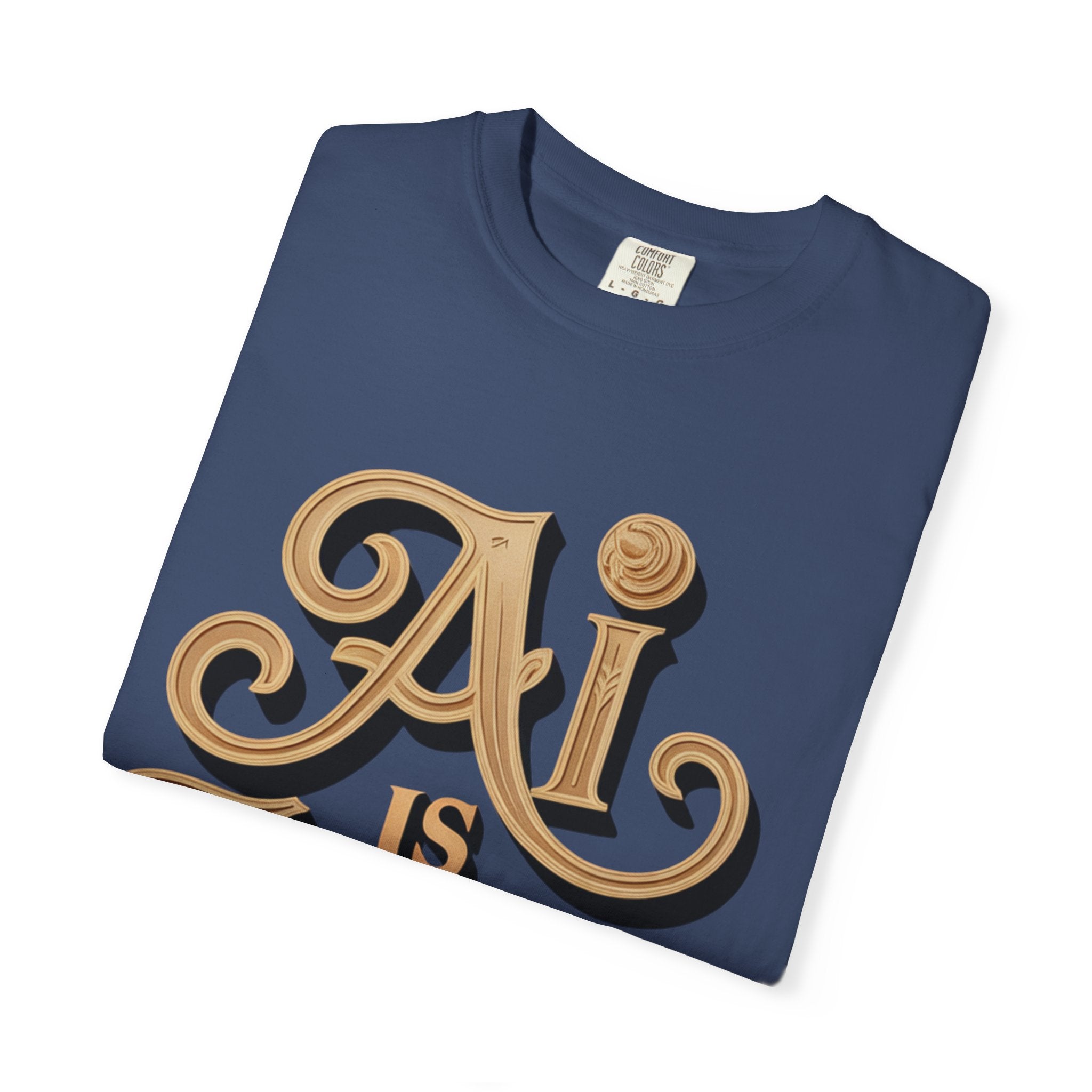 AI IS LIFE  " Golden Neuralwave "  Unisex Garment-Dyed T-shirt