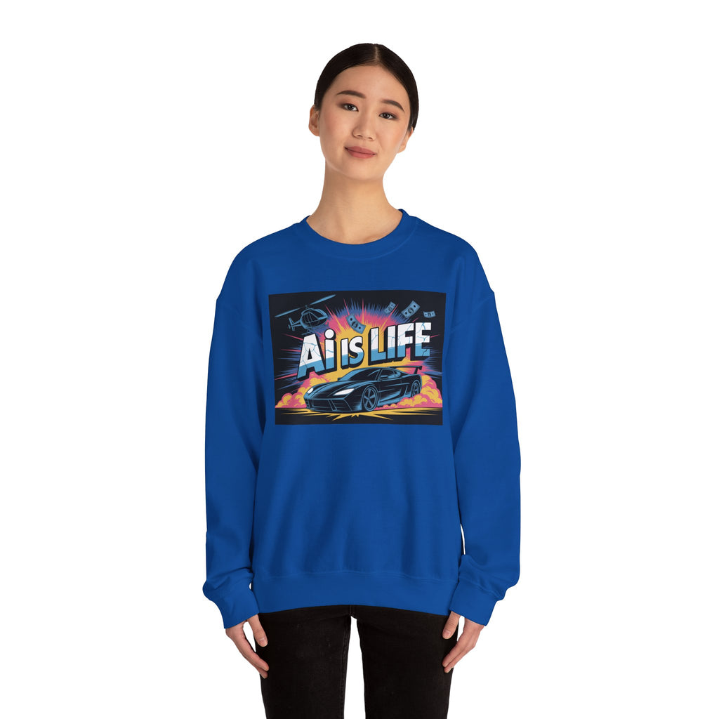 AI Is Life  "Action Mode”  Unisex Heavy Blend™ Crewneck Sweatshirt