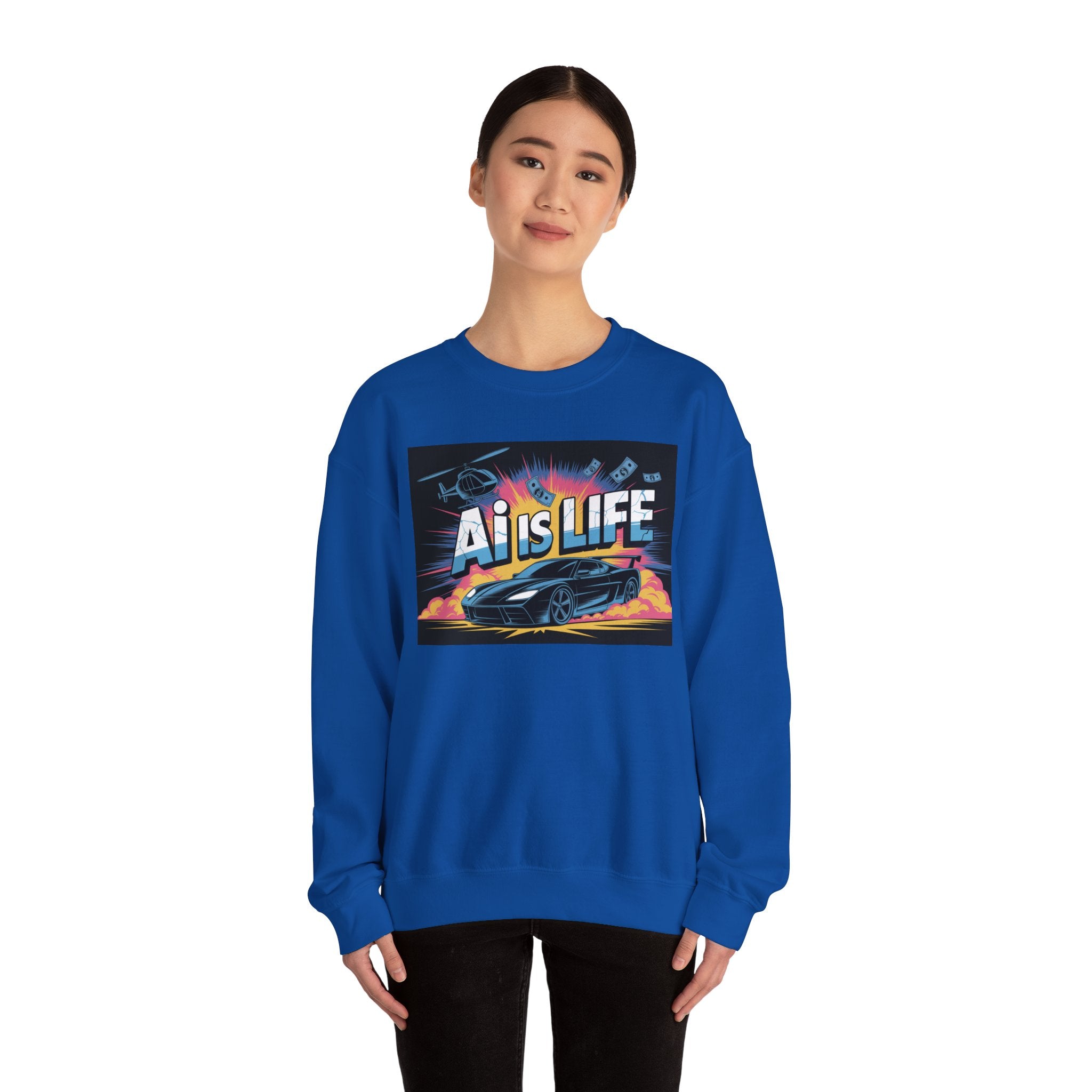 AI Is Life  "Action Mode”  Unisex Heavy Blend™ Crewneck Sweatshirt