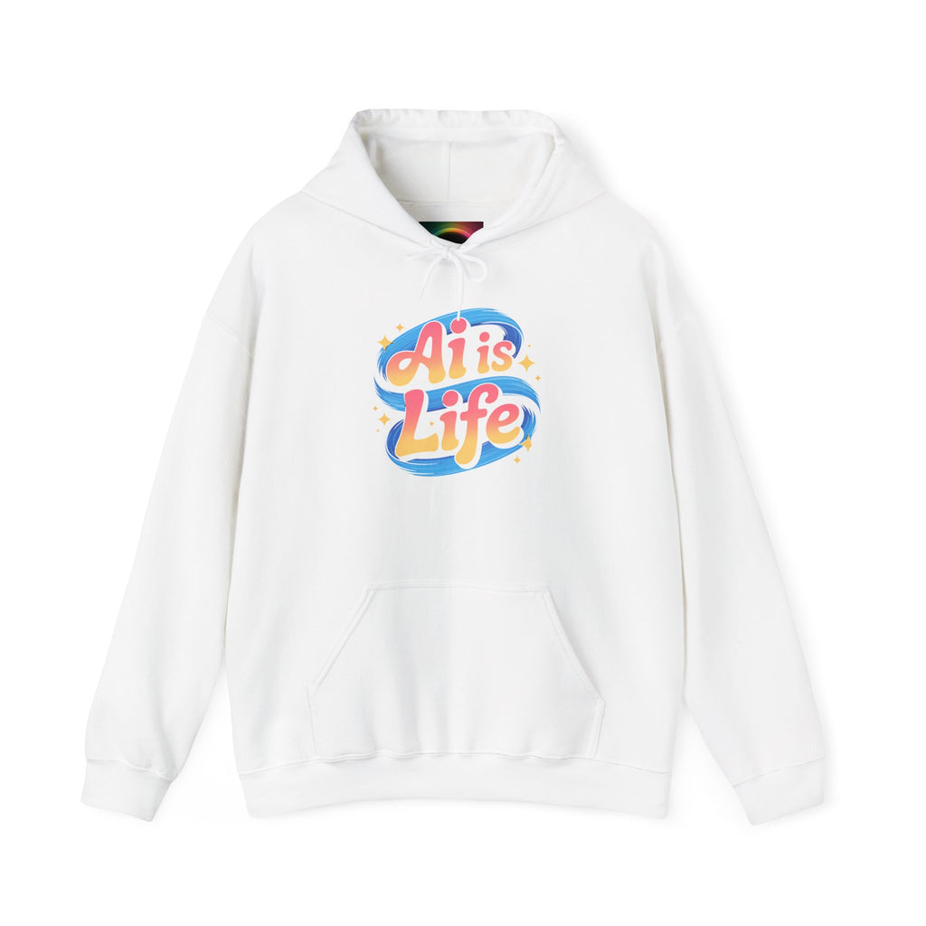 AI is Life "COSMIC SWIRL" — Retro Colorful Graphic Pullover Hoodie