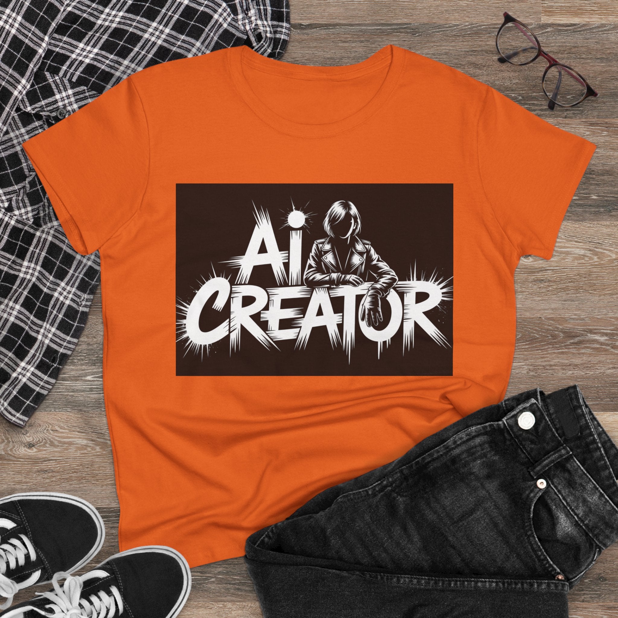AI Creator  "Digital Rebel" Women's Midweight Cotton Tee