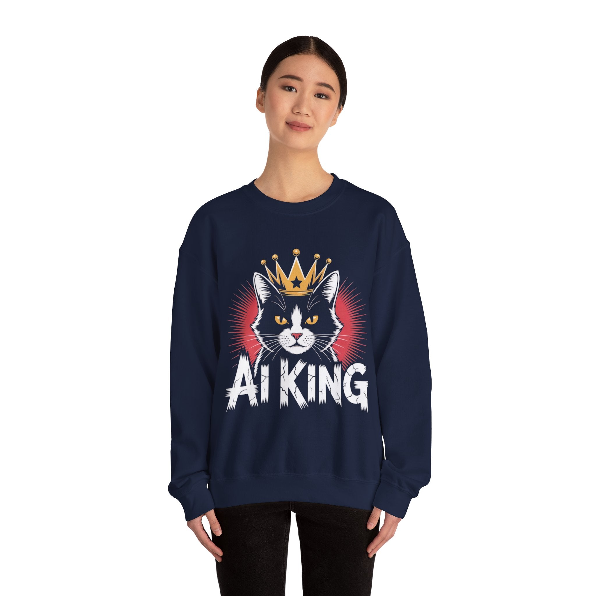 AI King  "Glitch Monarch" Unisex Heavy Blend™ Crewneck Sweatshirt