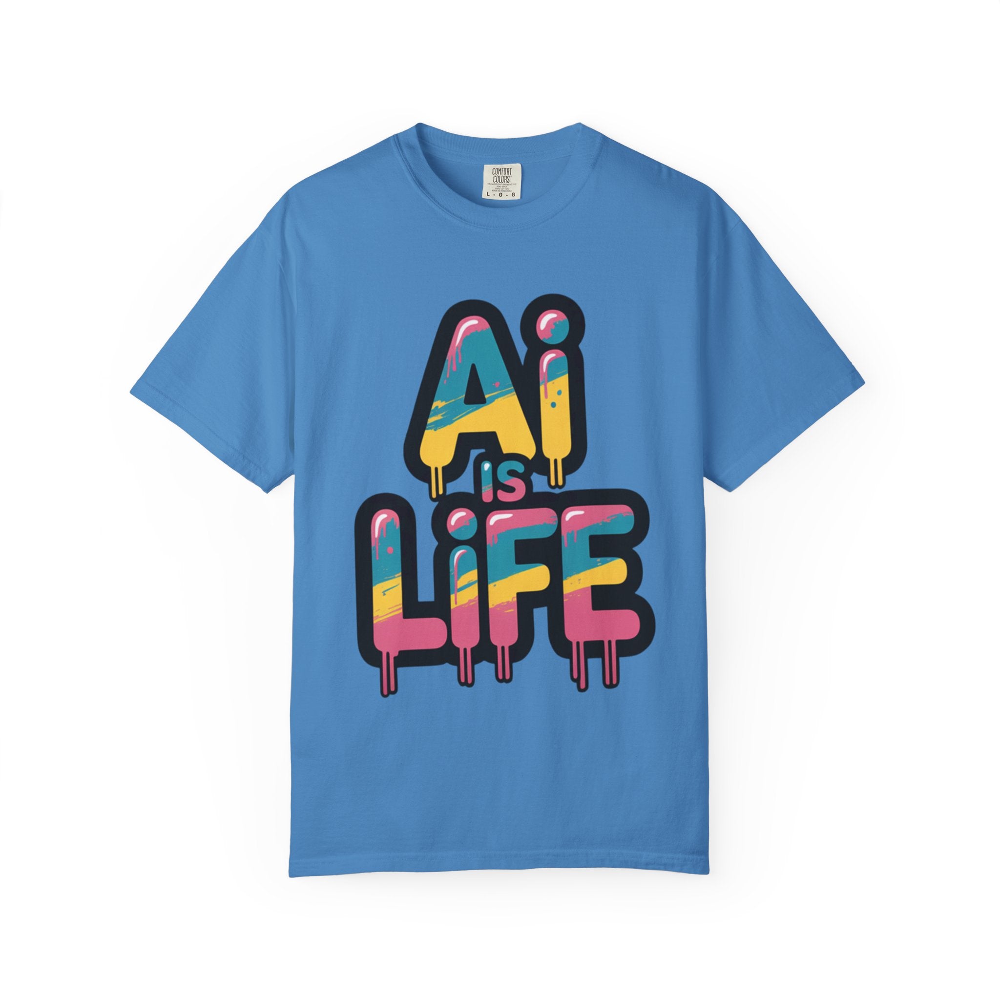AI IS LIFE  " Neon Circuit " Unisex Garment-Dyed T-shirt