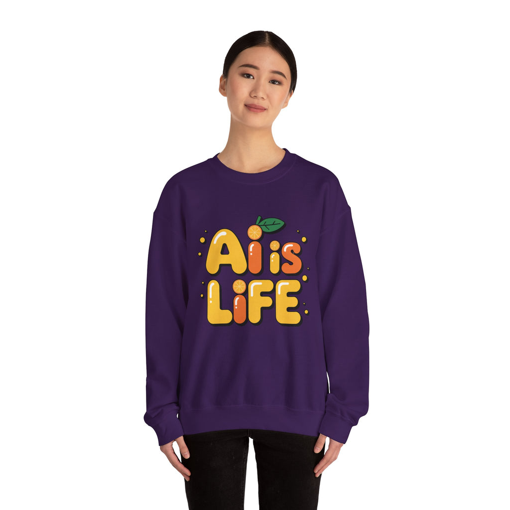 AI is LIFE  "Orange Overclock" Unisex Heavy Blend™ Crewneck Sweatshirt
