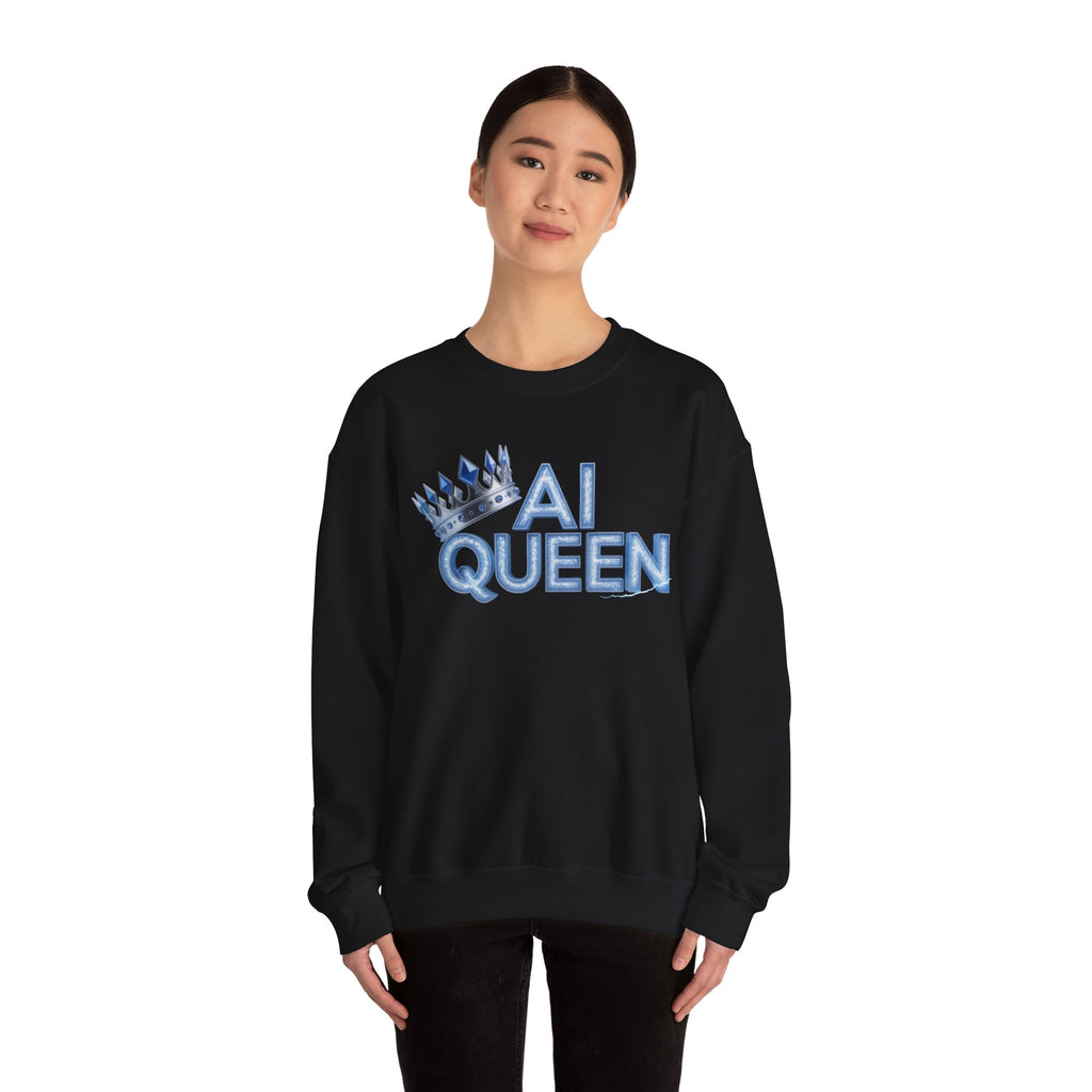 AI Queen "Frost Crown Frequency" Unisex Heavy Blend™ Crewneck Sweatshirt